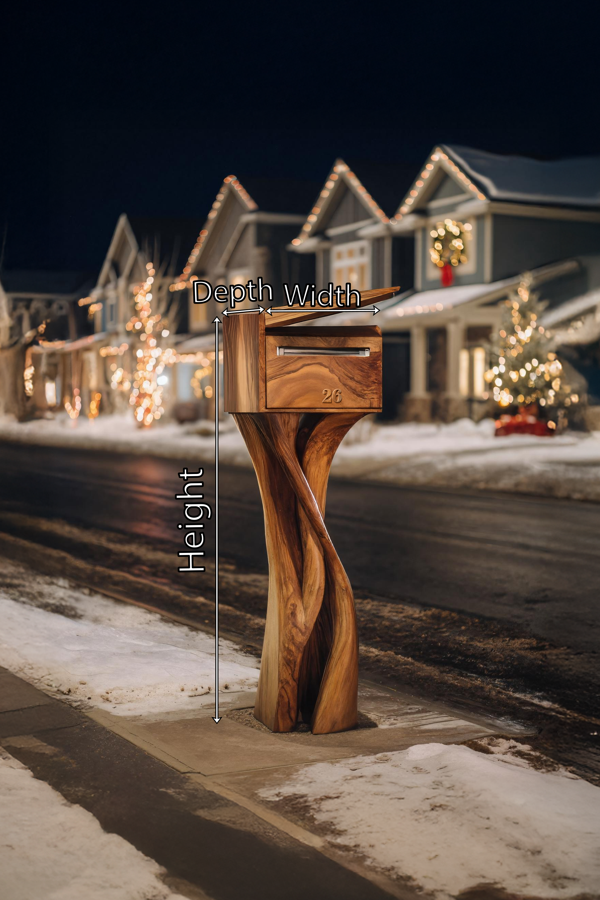 Handcrafted Solid Wood Sculpture Mailbox For Outdoor Furniture Decor SILDTTRMB007