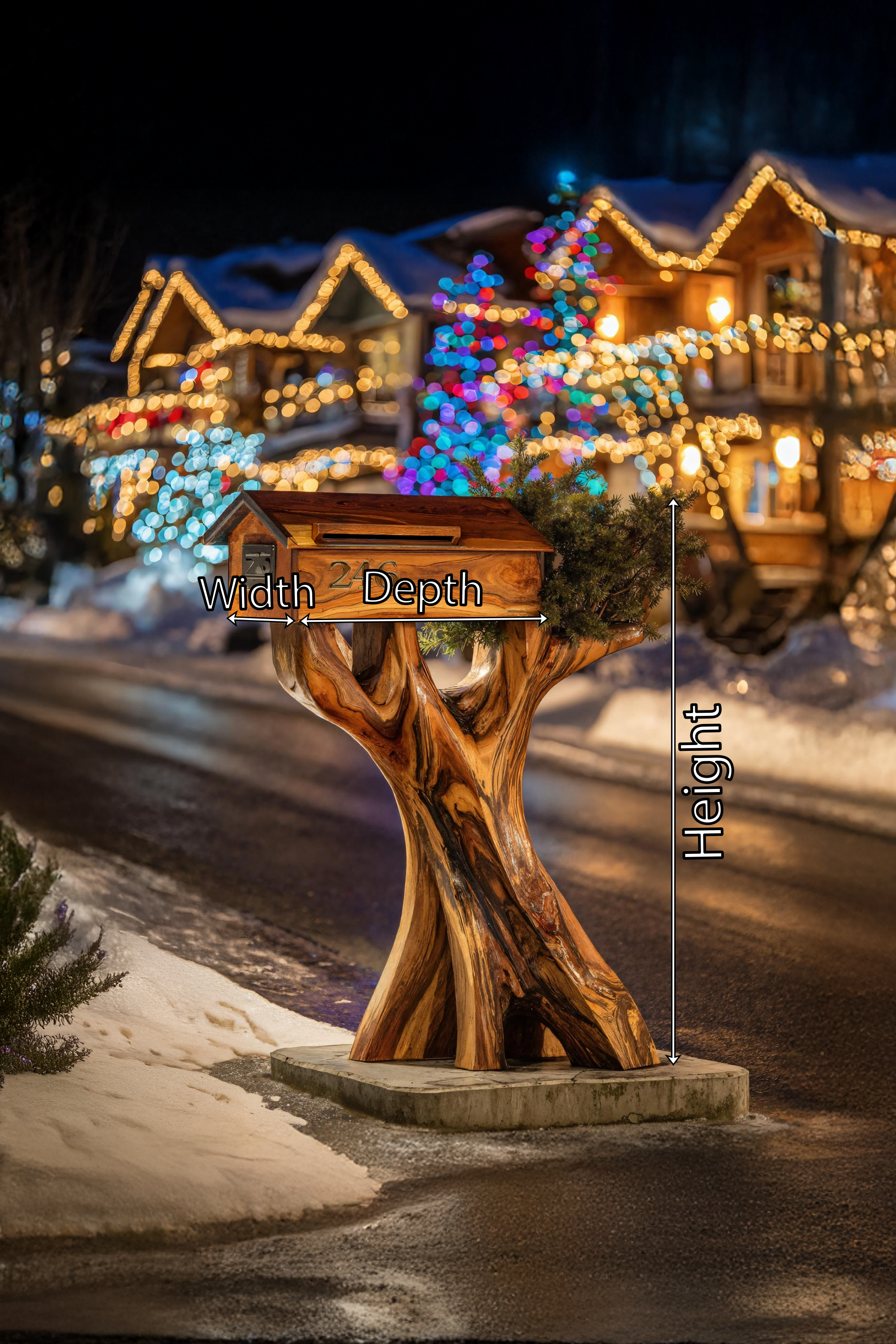 Mid Century Solid Wood Sculpture Mailbox For Patio Outdoor Decor SILDTTRMB017