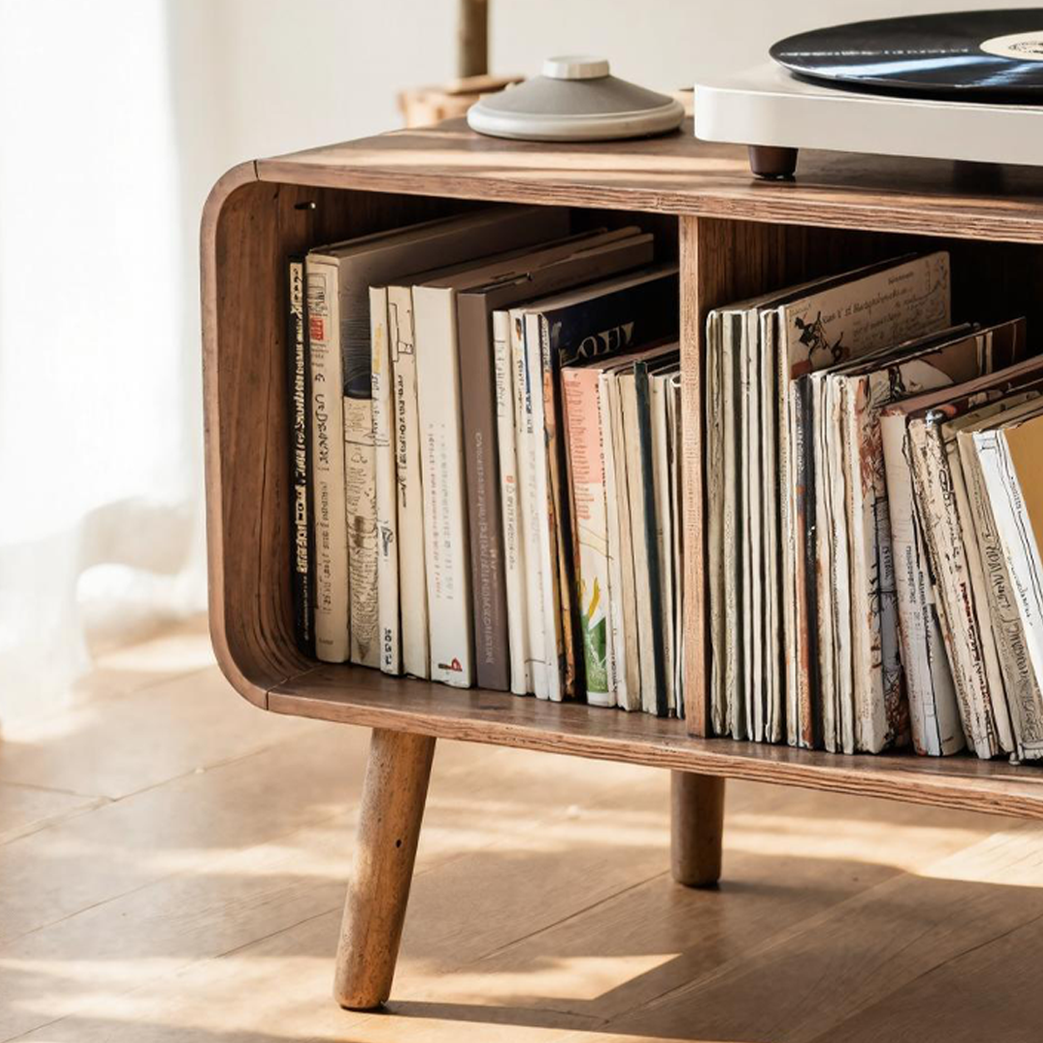 Mid Century Large Record Stand For Vinyl Storage In Bedroom SILDTRPT018
