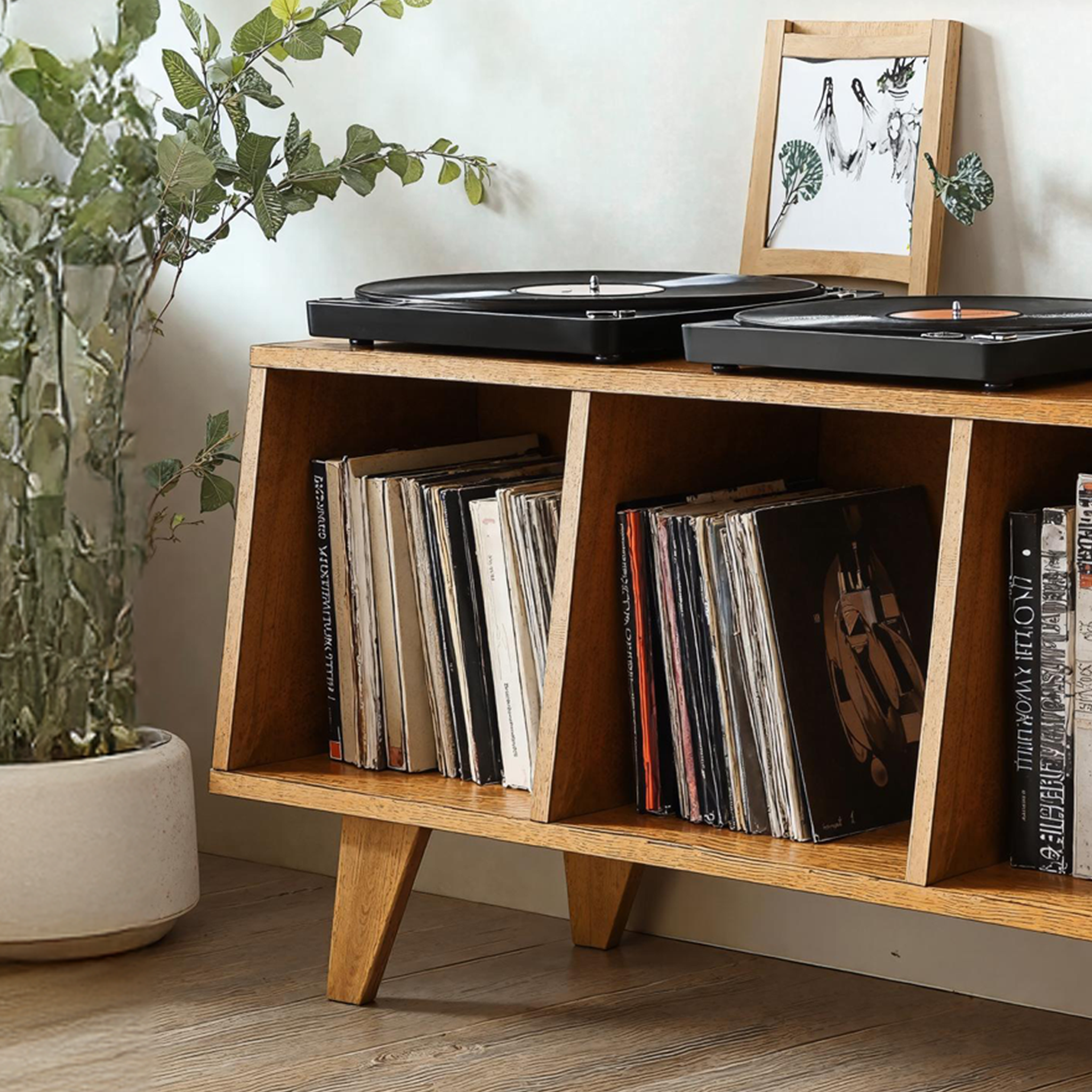Rustic Wooden Record Player Table For Living Room Furniture SILDTRPT023