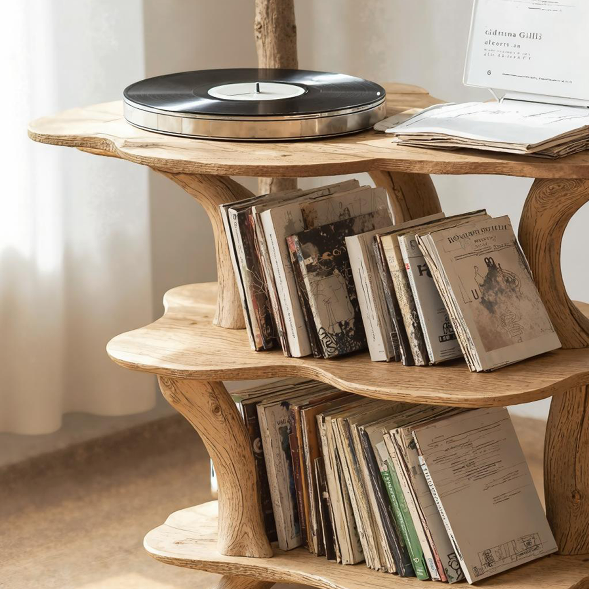 Rustic Large Vinyl Record Stand For Entryway Storage Decor SILDTRPT015