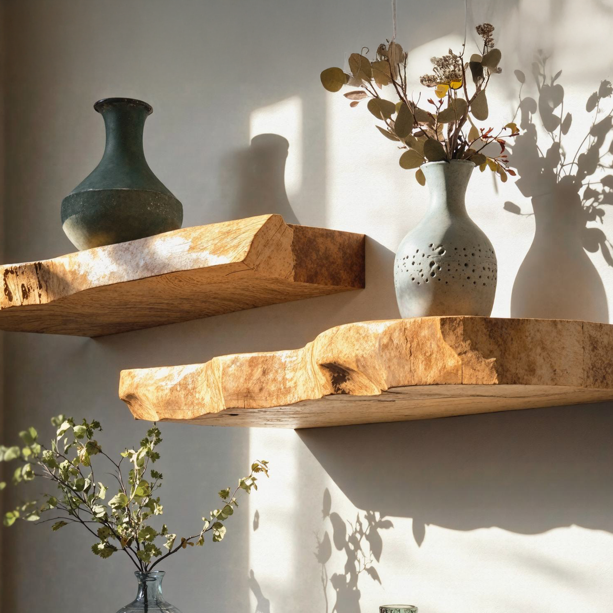 Rustic Wooden Floating Shelf With Live Edge for Entryway Decor SILDTFL135