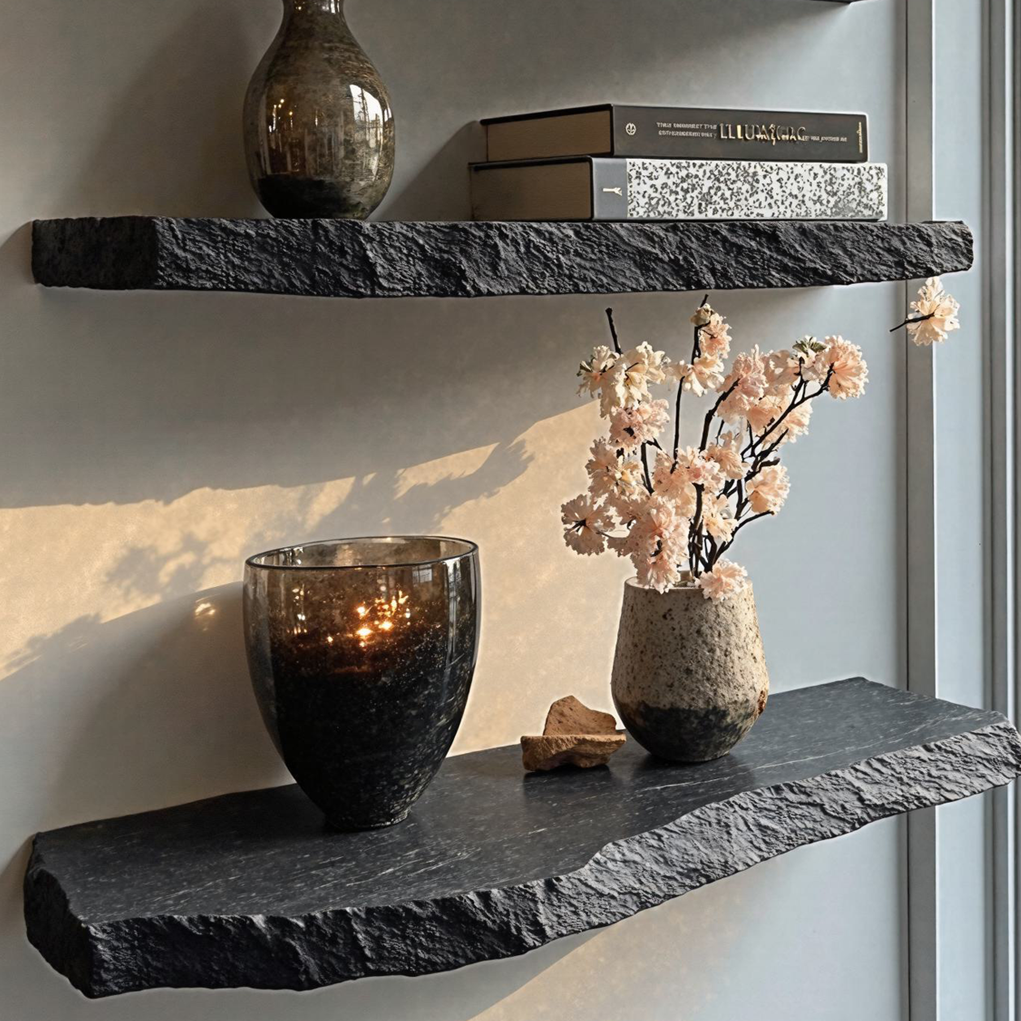 Rustic Black Wood Floating Shelves For Dining Room SILDTFL126