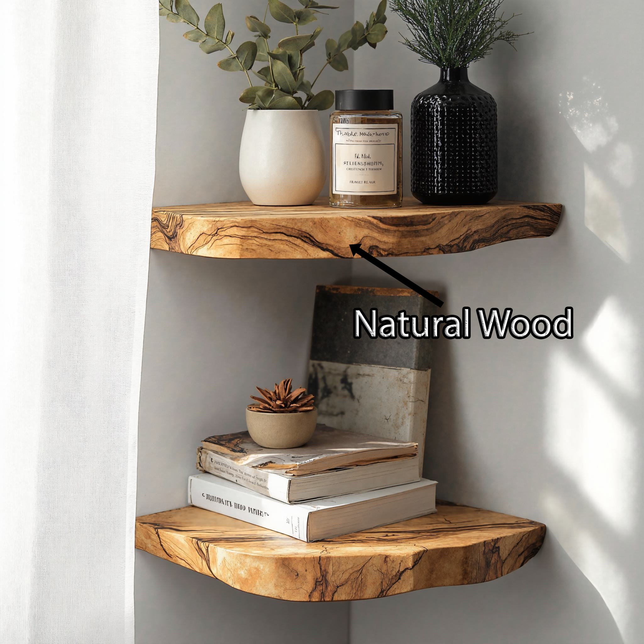 Modern Farmhouse Wooden Floating Corner Shelf Home Decor SILDTCN055