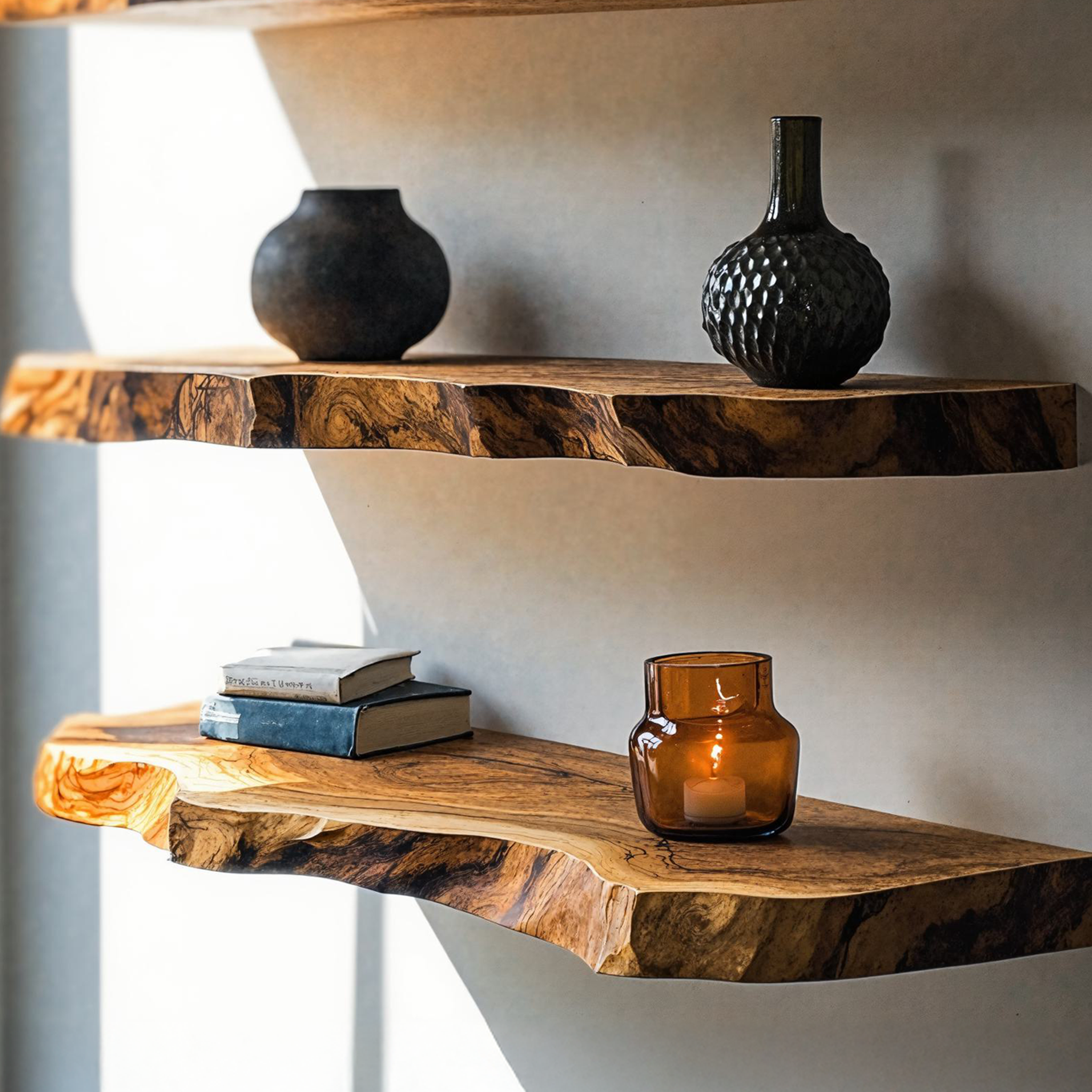 Modern Rustic Live Edge Floating Shelf For Living Room SILDTFL137