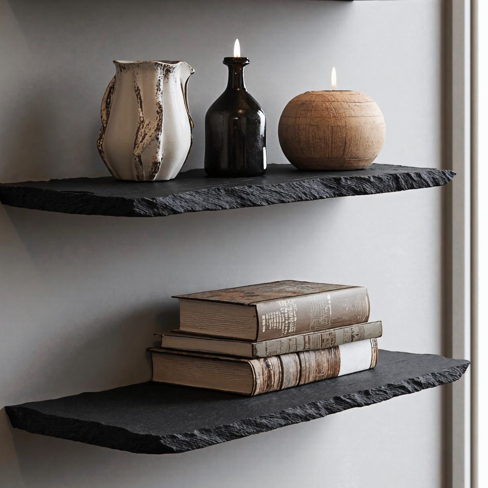 Rustic Black Wooden Floating Shelf For Entryway Decor SILDTFL127