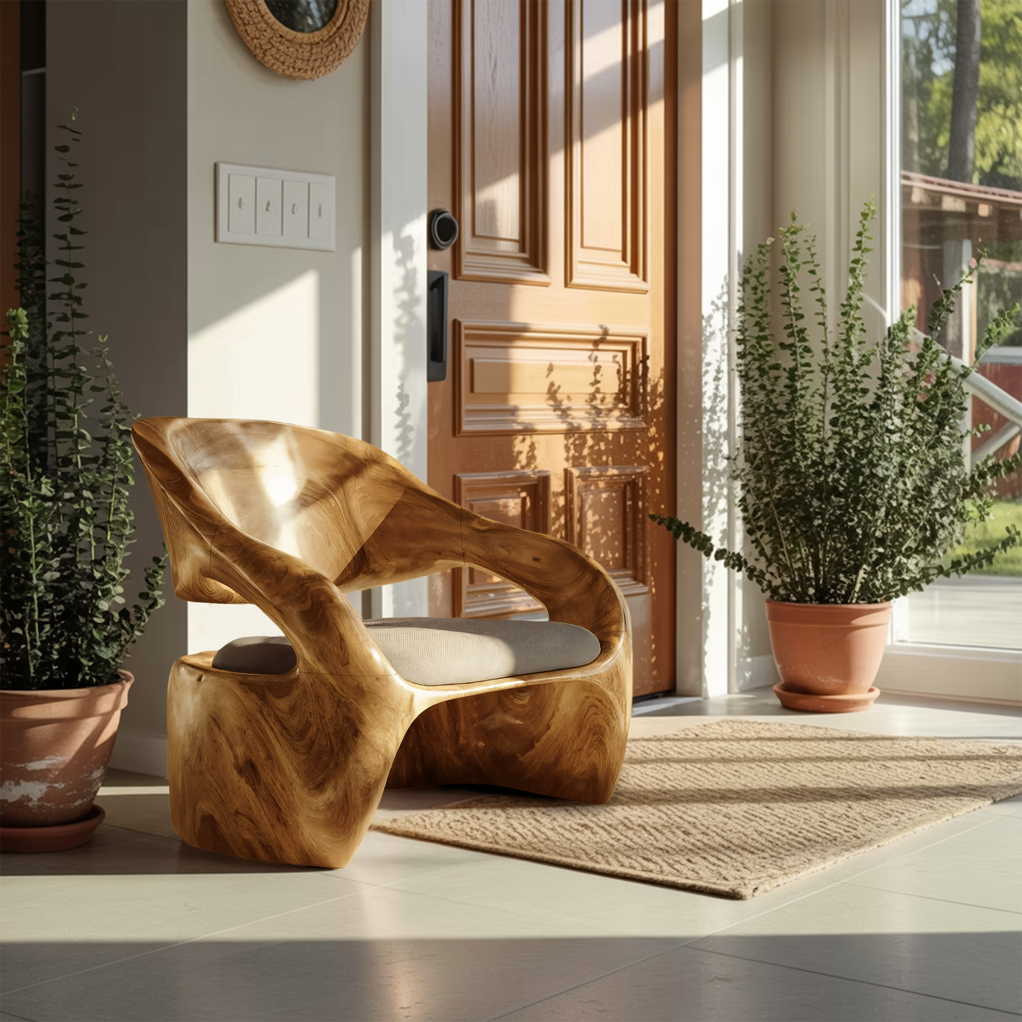 Organic Sculptural Lounge Chair For Living Or Bedroom RTTHHNCHR080