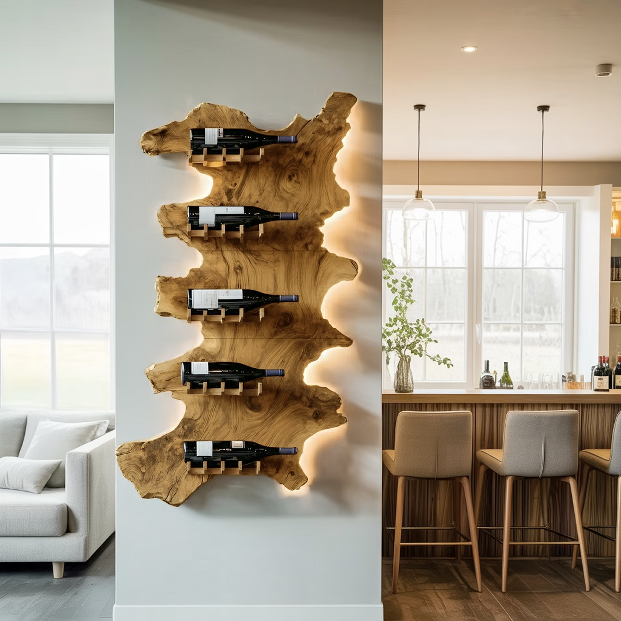 Mid Century Wooden Wine Rack For Bar Decor And Wine Storage SILDTTRWH047