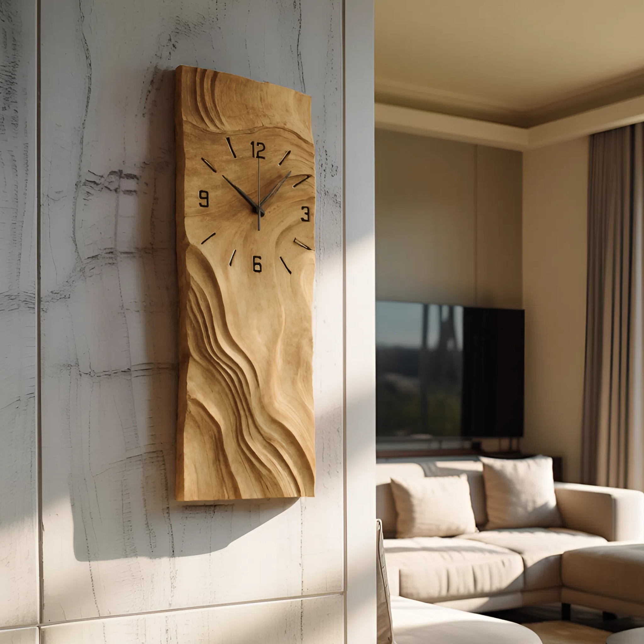 Organic Vertical Sculptural Wall Clock For Living Room SITHHNWAC006
