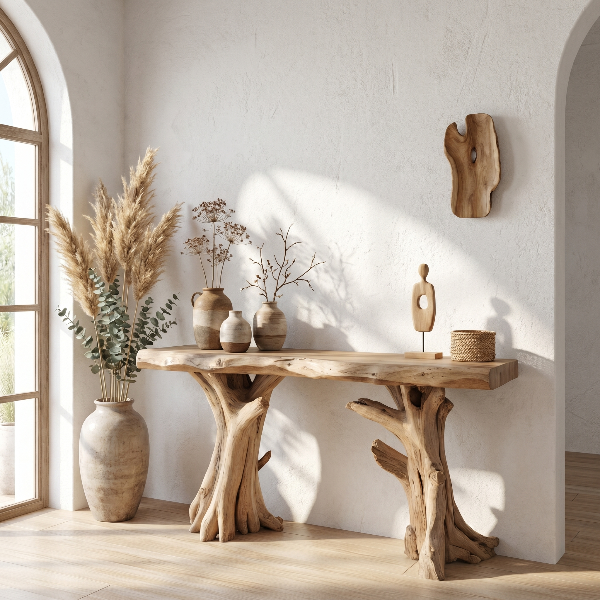 Coastal Driftwood Console Table Natural Tree Trunk Legs SINLSACS062