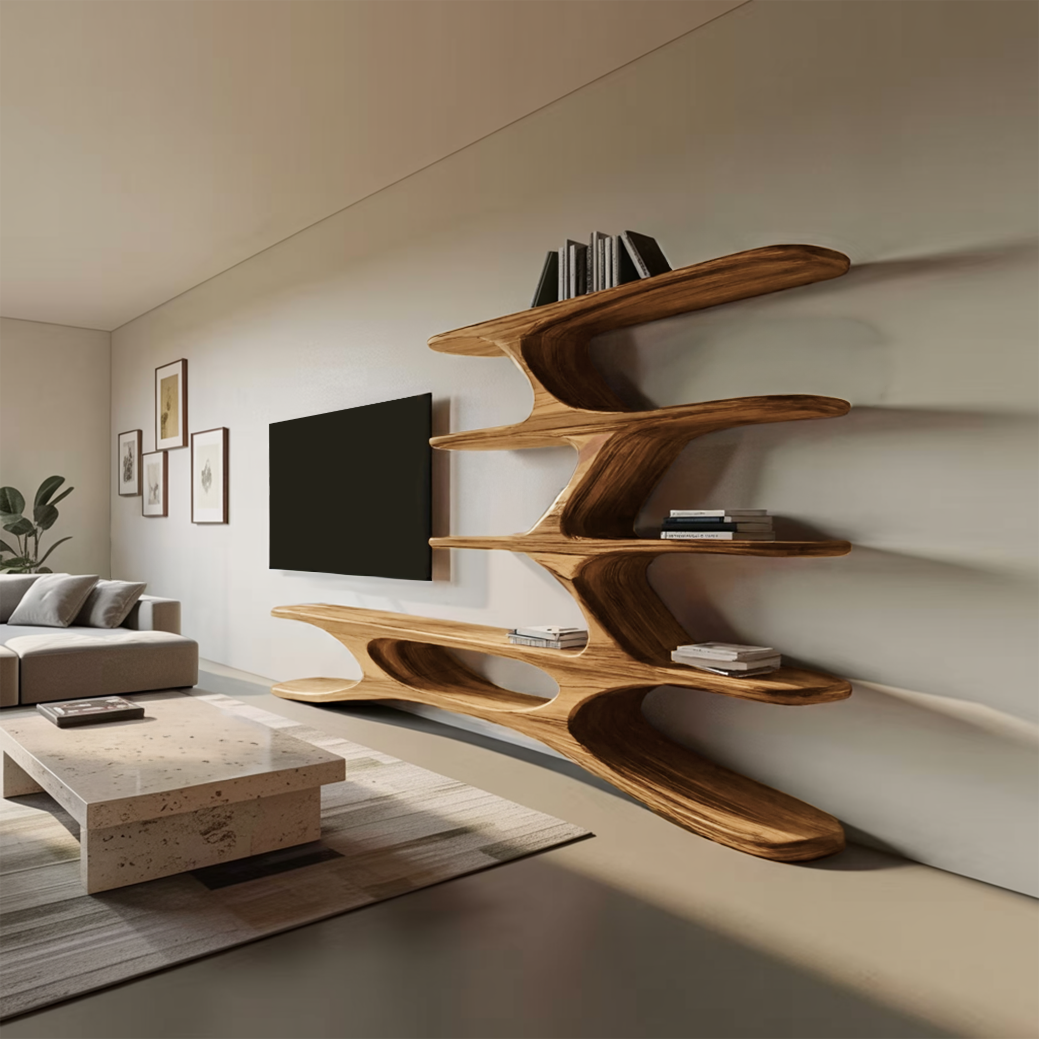 Organic TV Cabinet Branches Design For Contemporary Home Decor RTTHHNTVC068