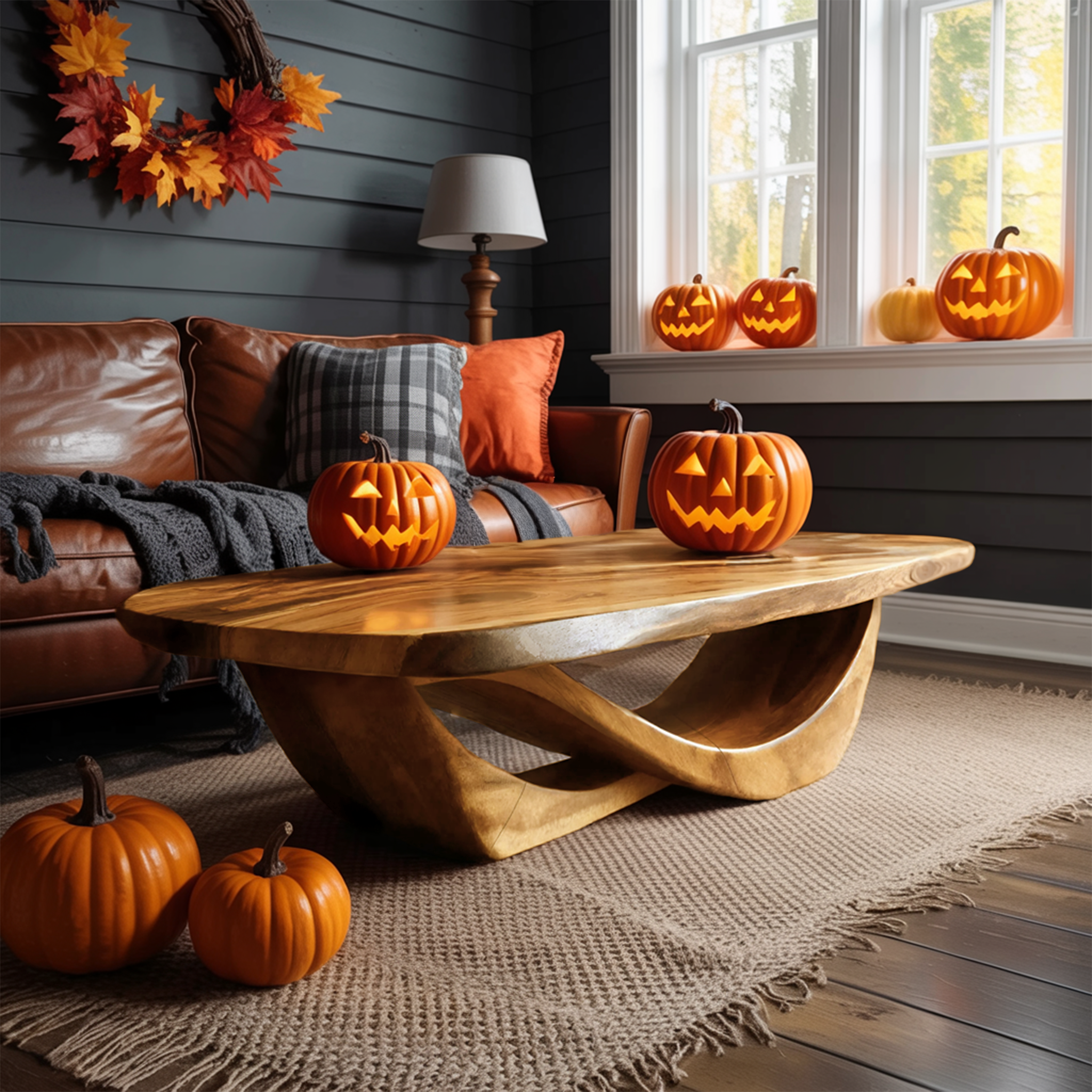 Handcrafted Solid Wood Coffee Table Entryway Design Haunted Look SILDTTNHCF025