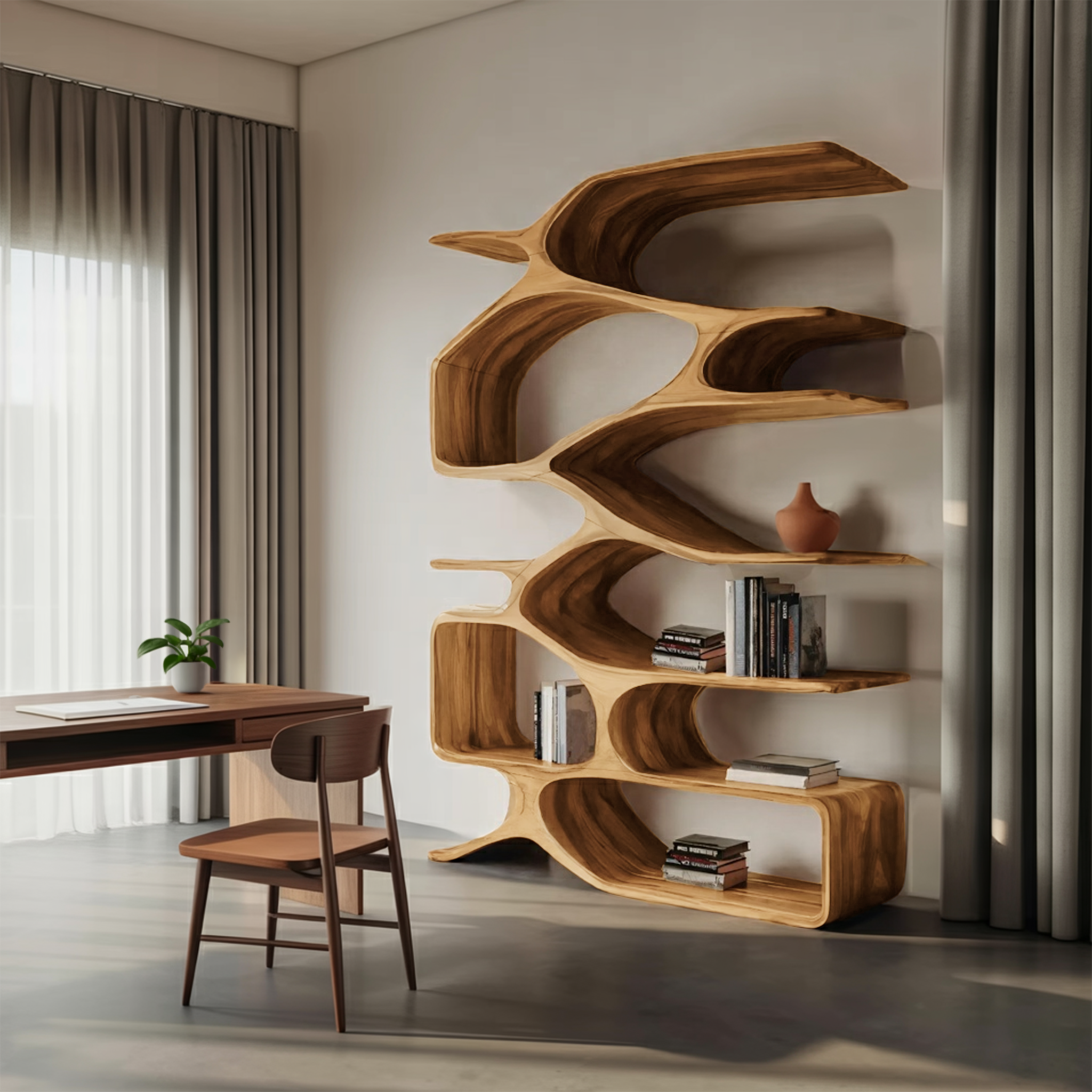 Organic Sculptural Bookshelf For Living Decor RTTHHNBS092