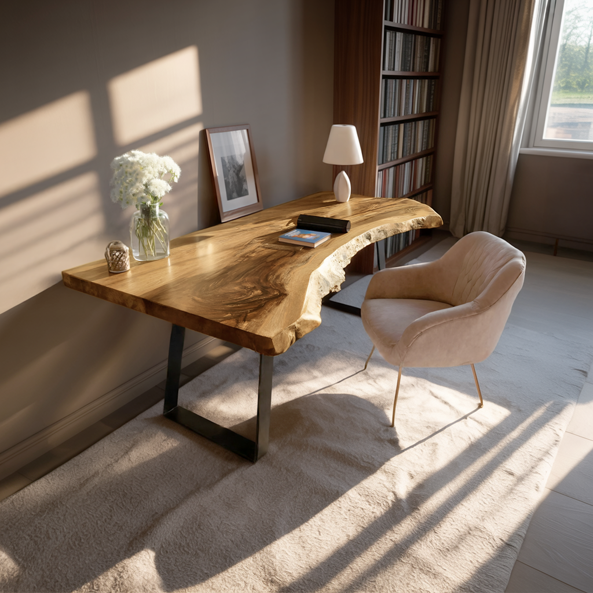 Mid Century Live Edge Wood Desk For Home Decor SILDTTNDE021
