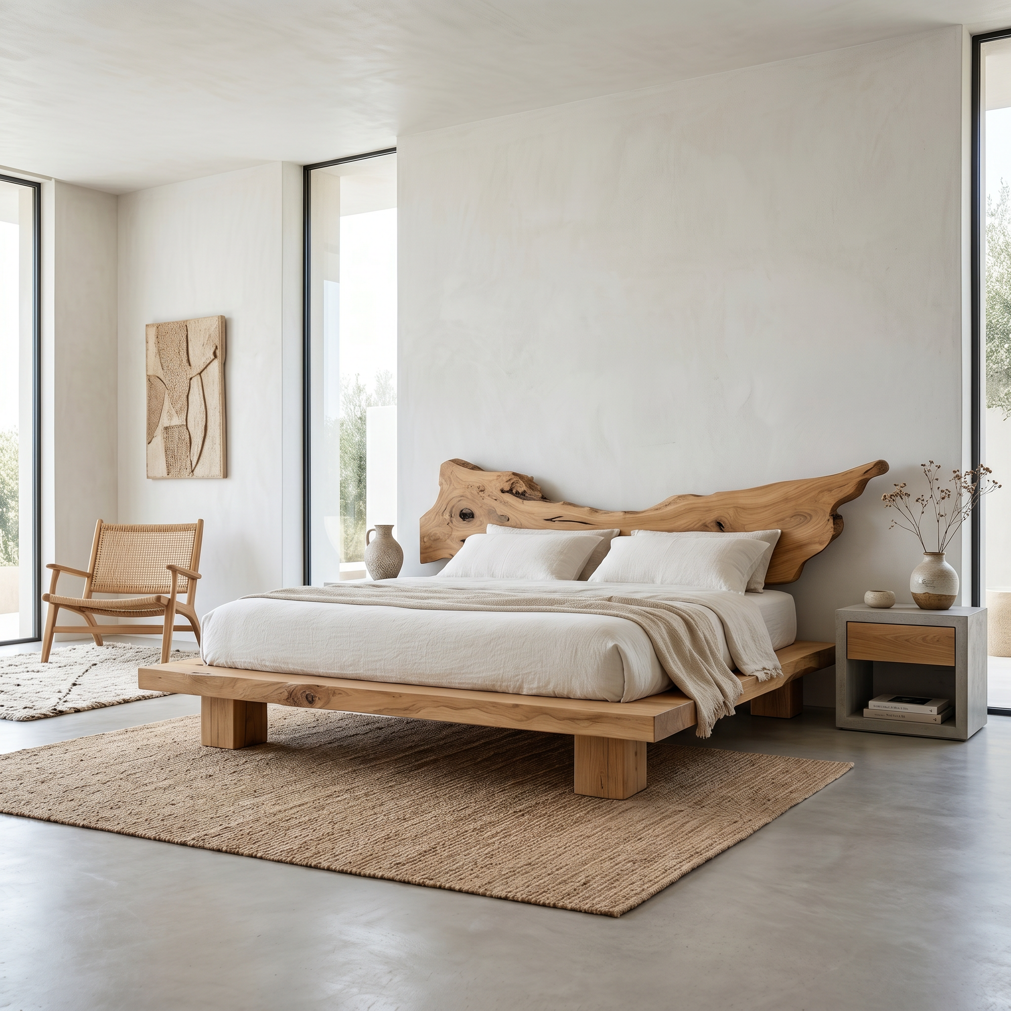 Rustic Platform Bed King Room SINLSAWB020