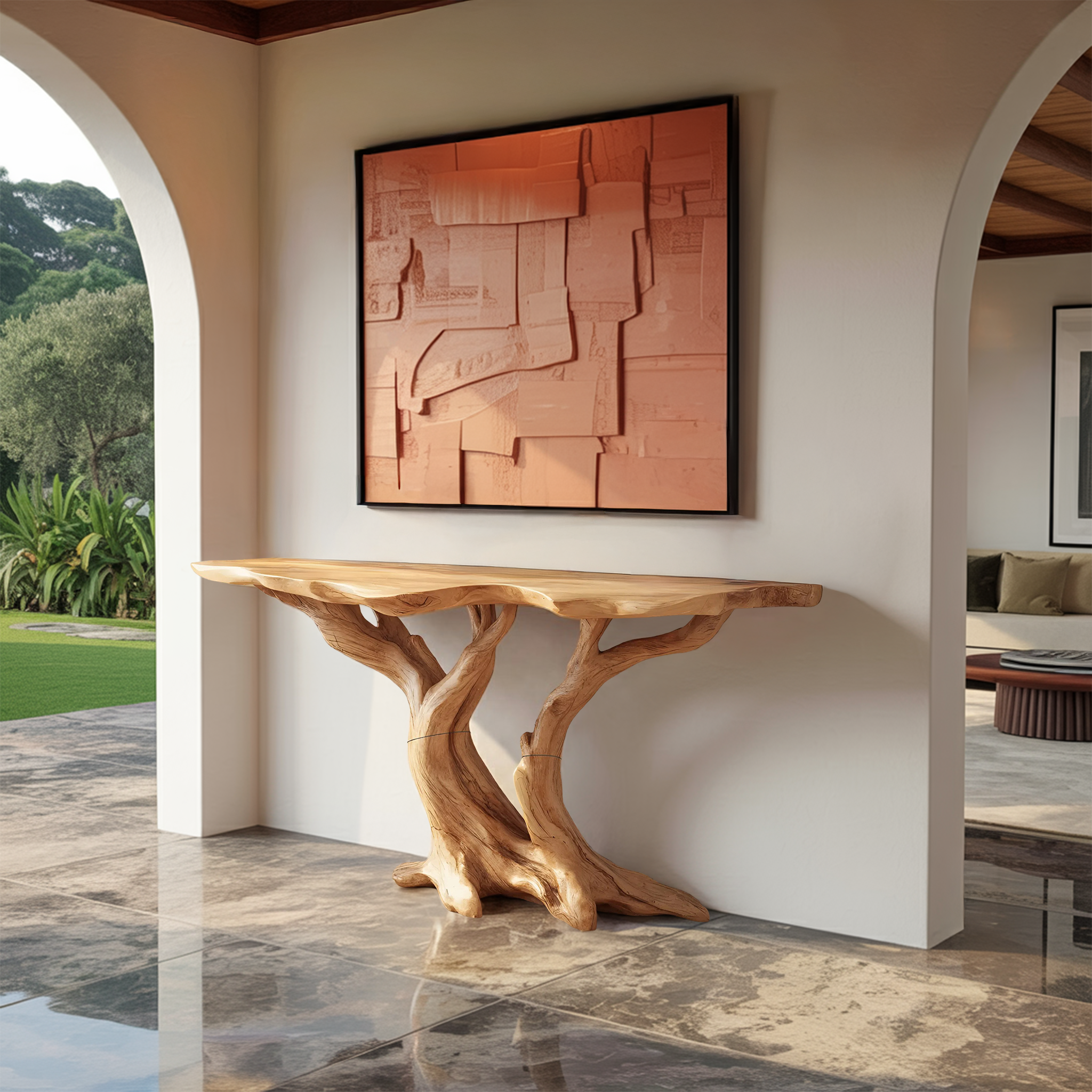 Modern Wooden Live Edge Console Table For Bedroom Decor SILDTTRCS043