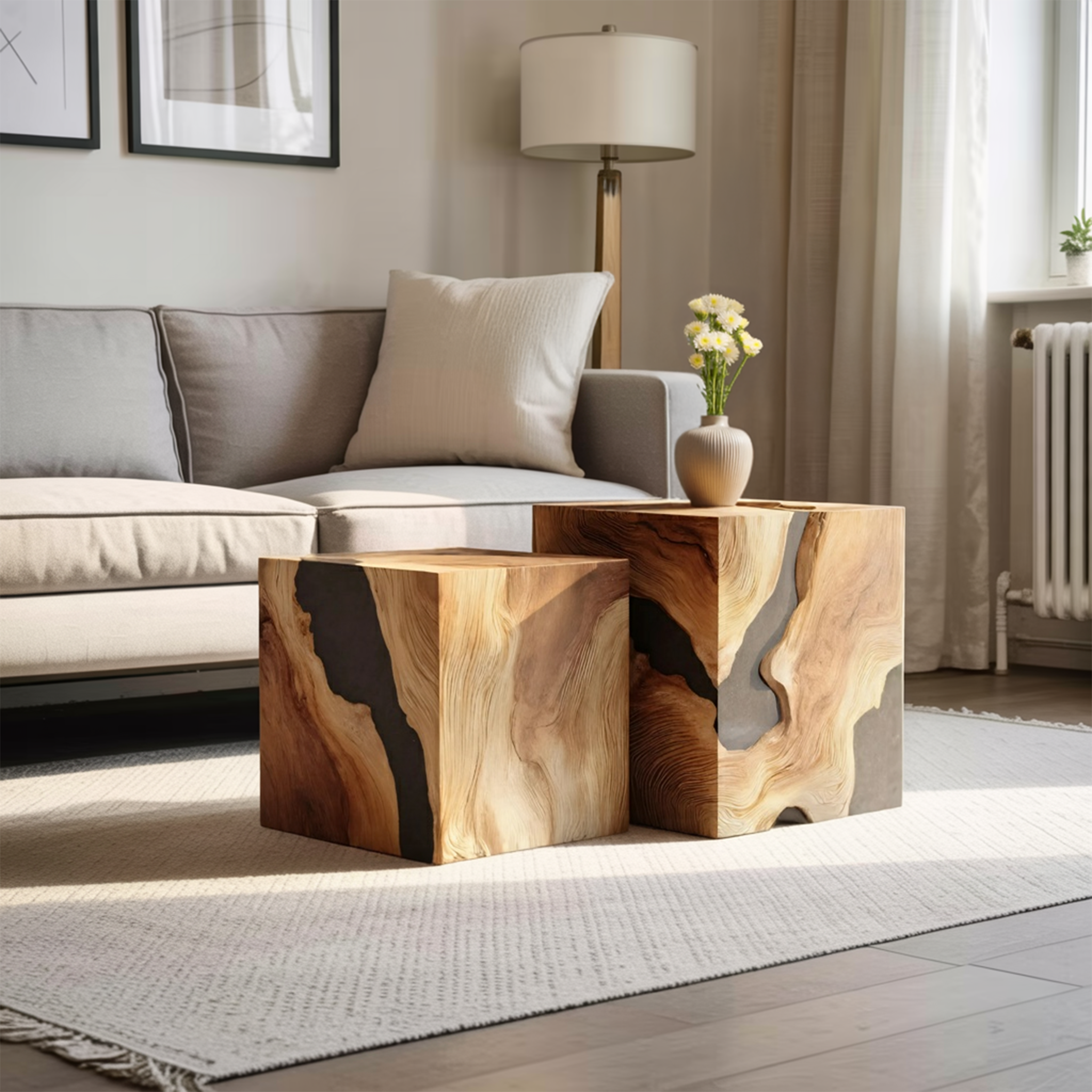Handcrafted Solid Wood Square Table For Entryway Design SILDTTNCF038