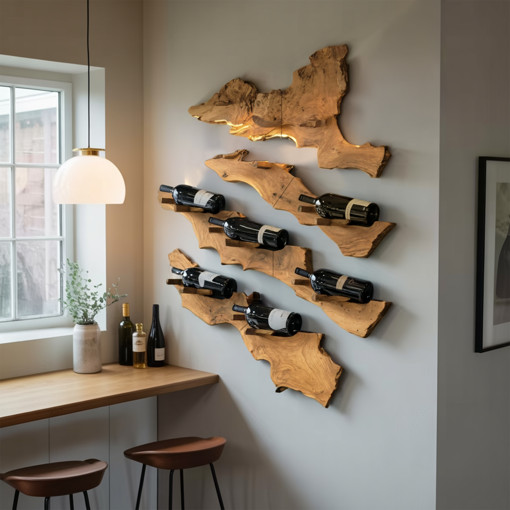 Handcrafted Wooden Live Edge Wine Holder For Bar Decor Ideas SILDTTRWH057