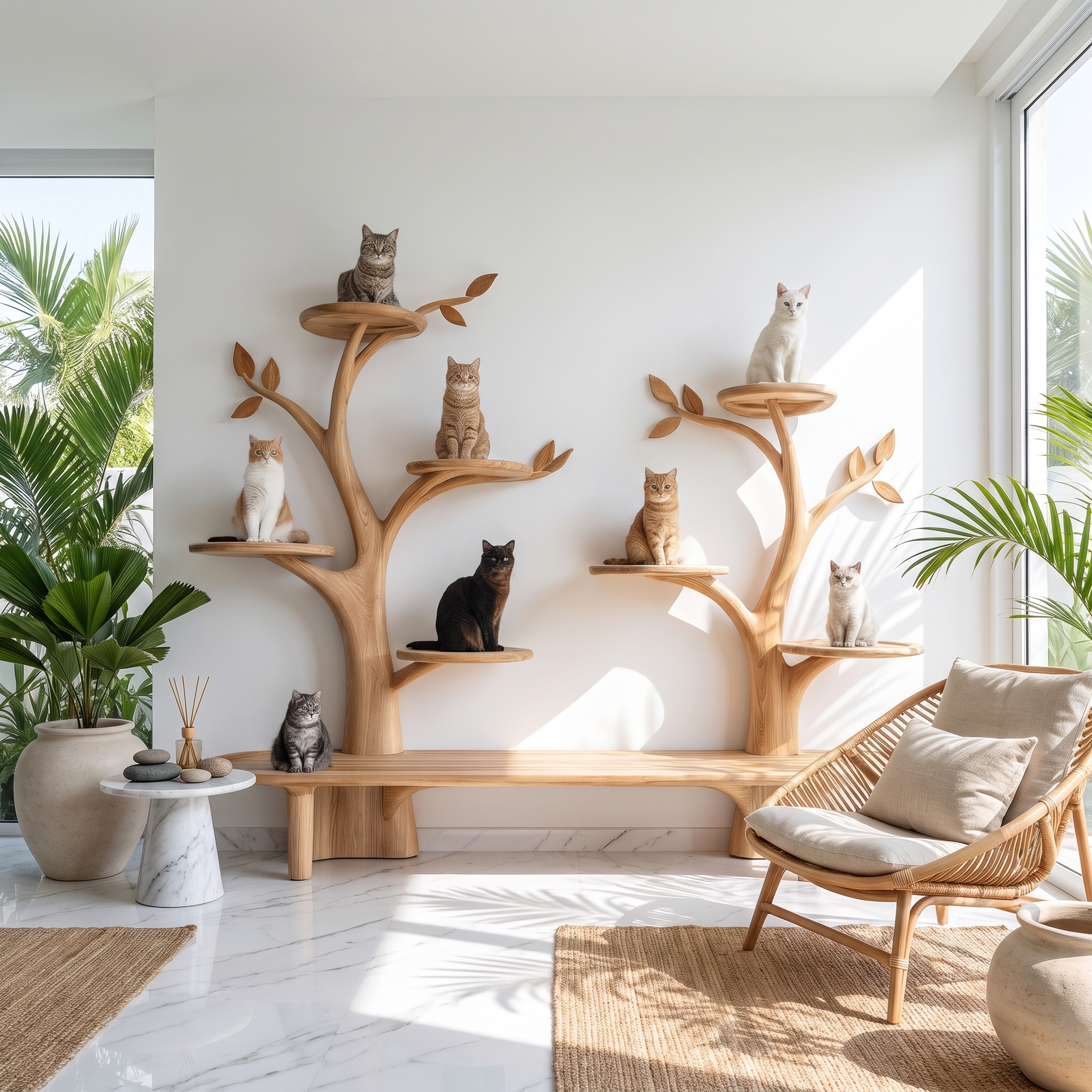 Mid Century Tree Cat Tower Living Study SINLSATT034