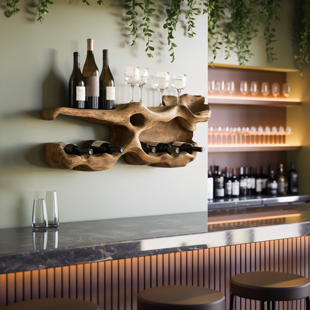 Farmhouse Wine Holder For Living Room Shelf Accent SILDTTNWH016