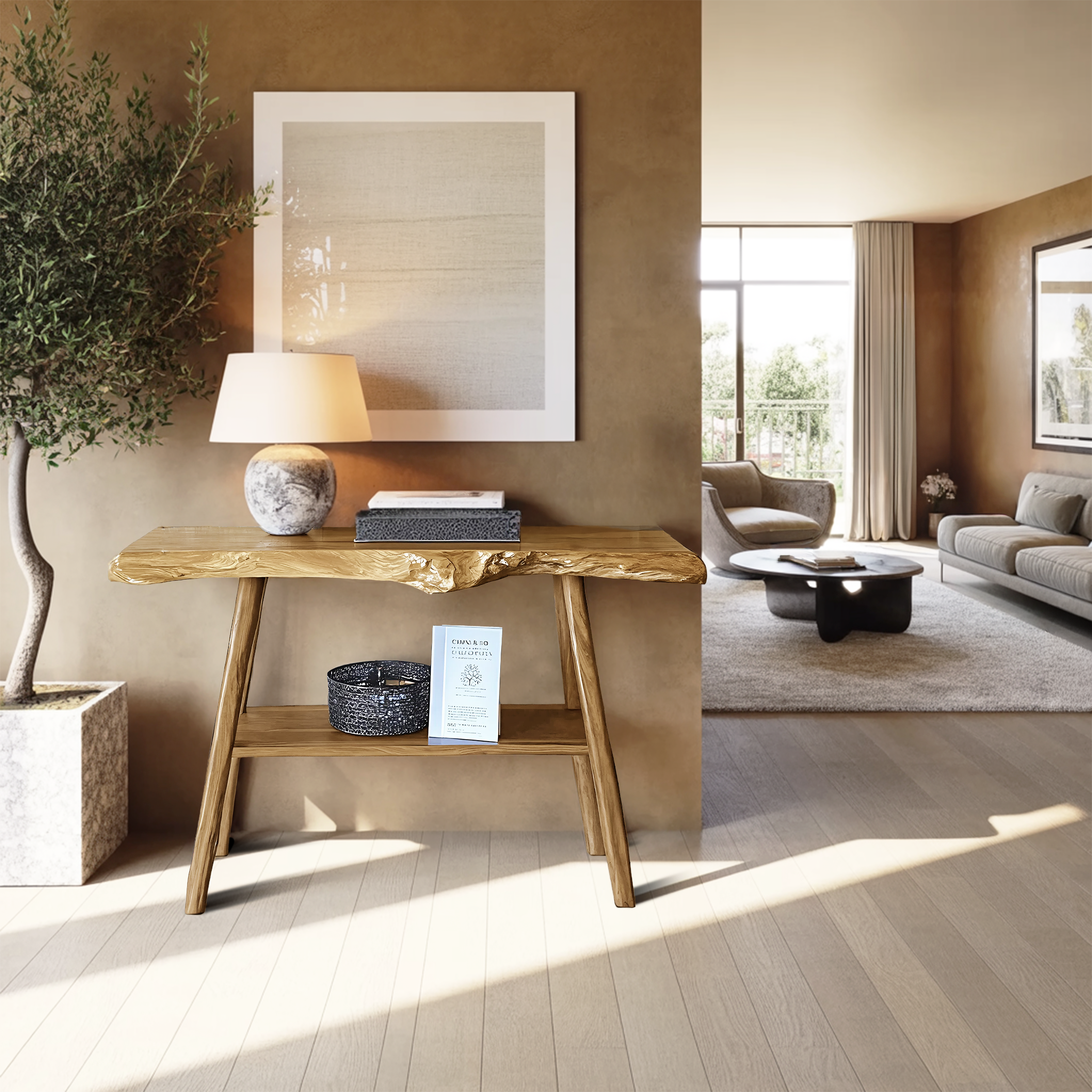Farmhouse Live Edge Entryway Table For Living Room Design SILDTTRCS045