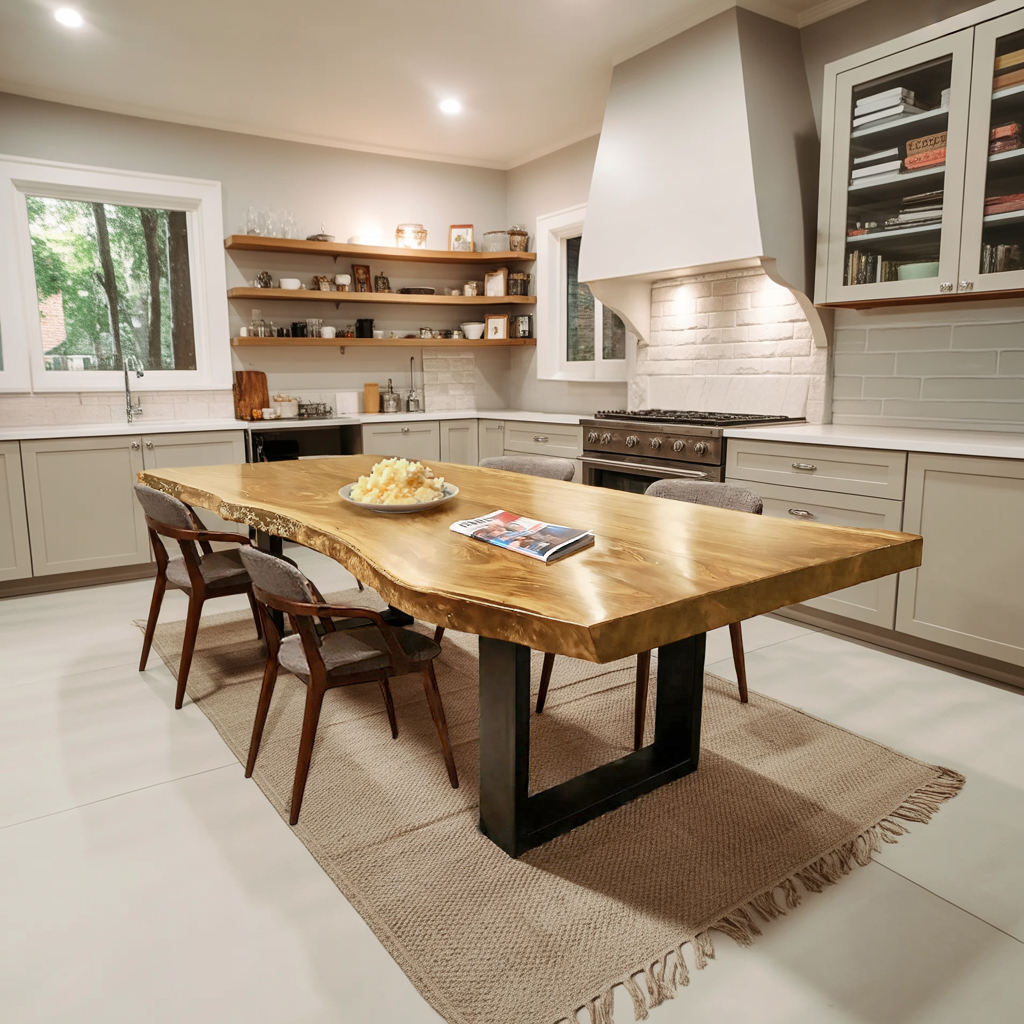 Furniture Decor Modern Solid Wood Dining Table Sleek Edge SILDTTRDN032
