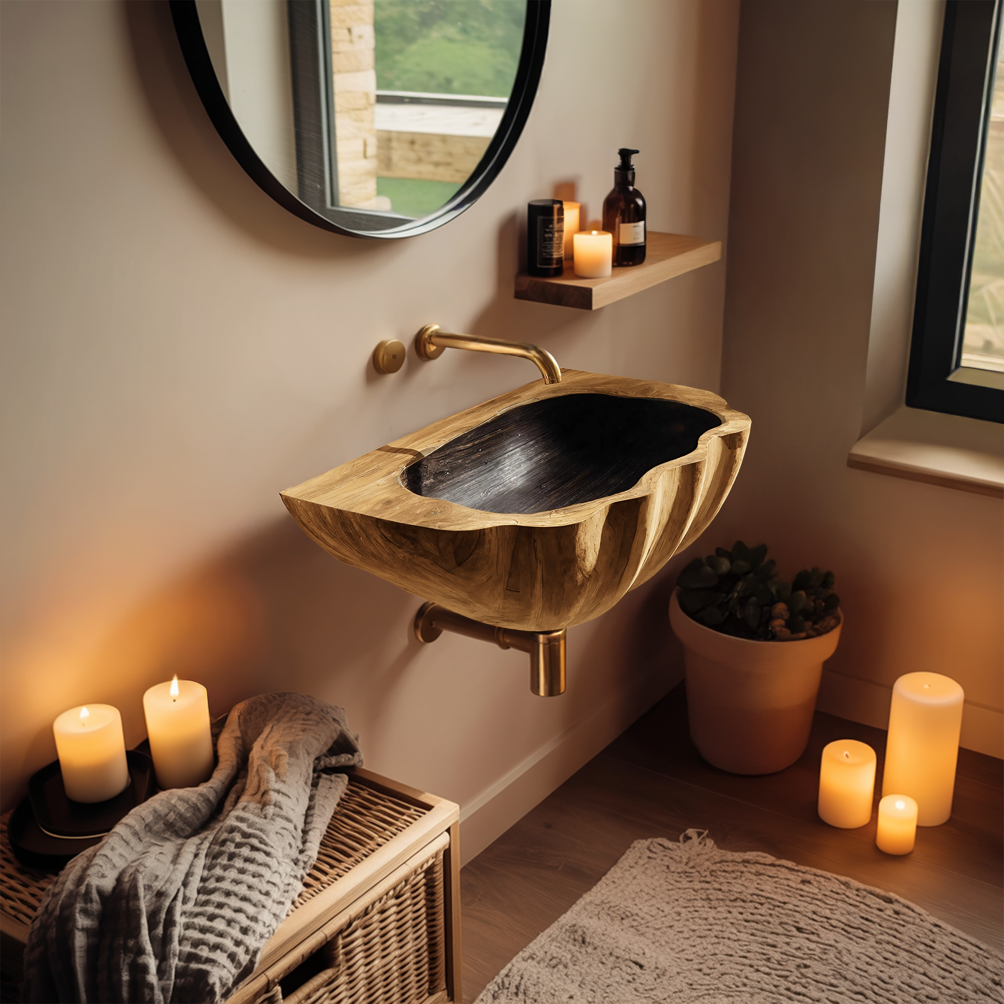 Modern Wall Mounted Wooden Bathroom Sink For Contemporary Bathroom Decor SILDTTNVS036