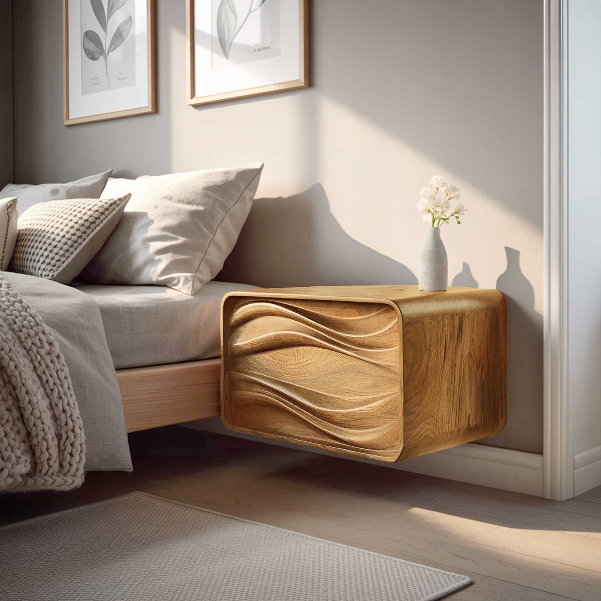 Organic Sculptural Floating Bedside Table For Bedroom Decor RTTHHNNS012
