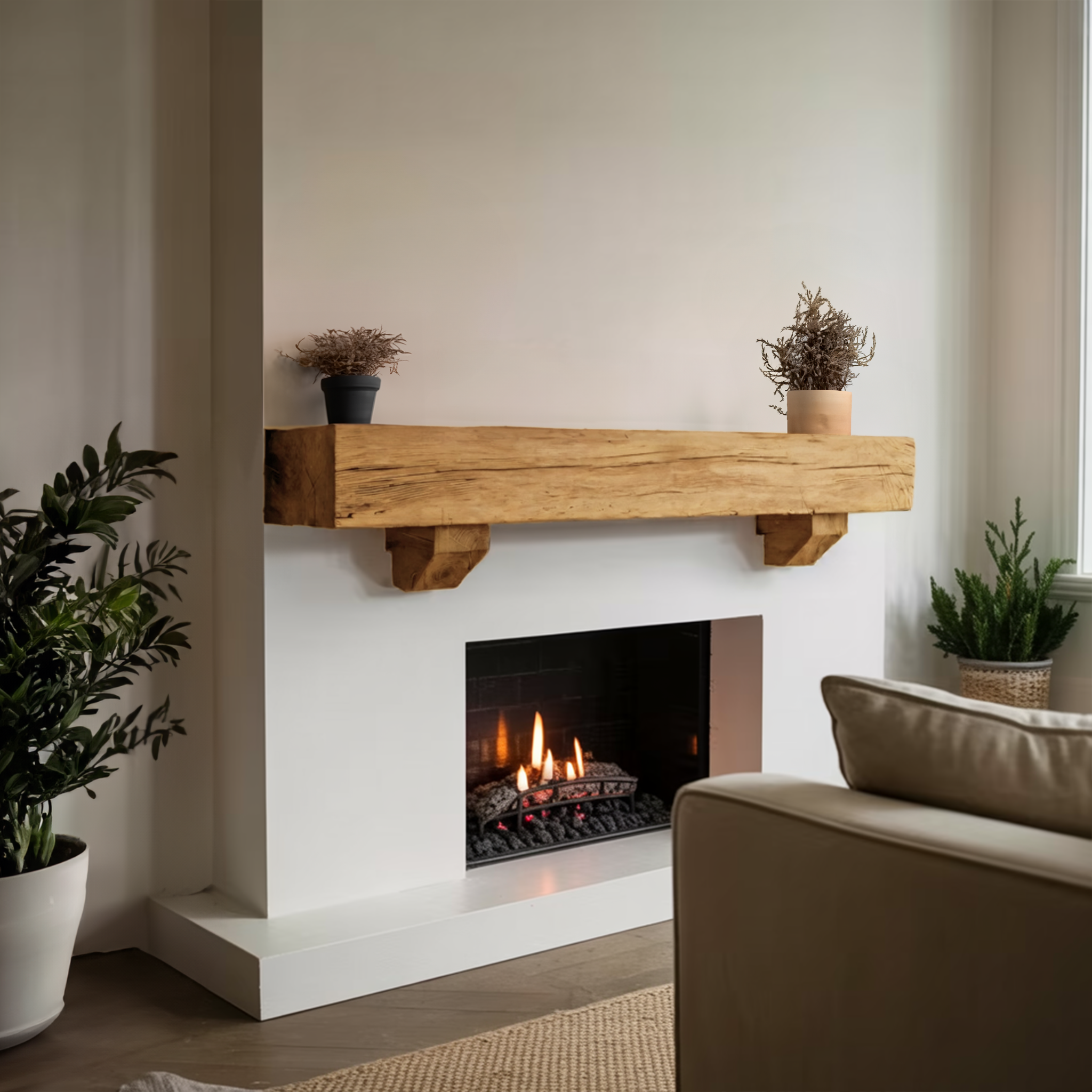 Rustic Fireplace Mantel Beam For Living Room SITHTTFS011