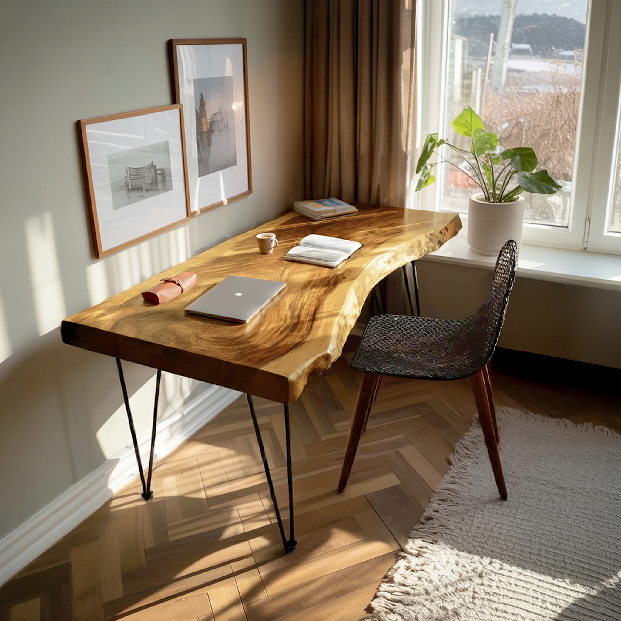 Handcrafted Live Edge Desk For Living Room Style SILDTTNDE015