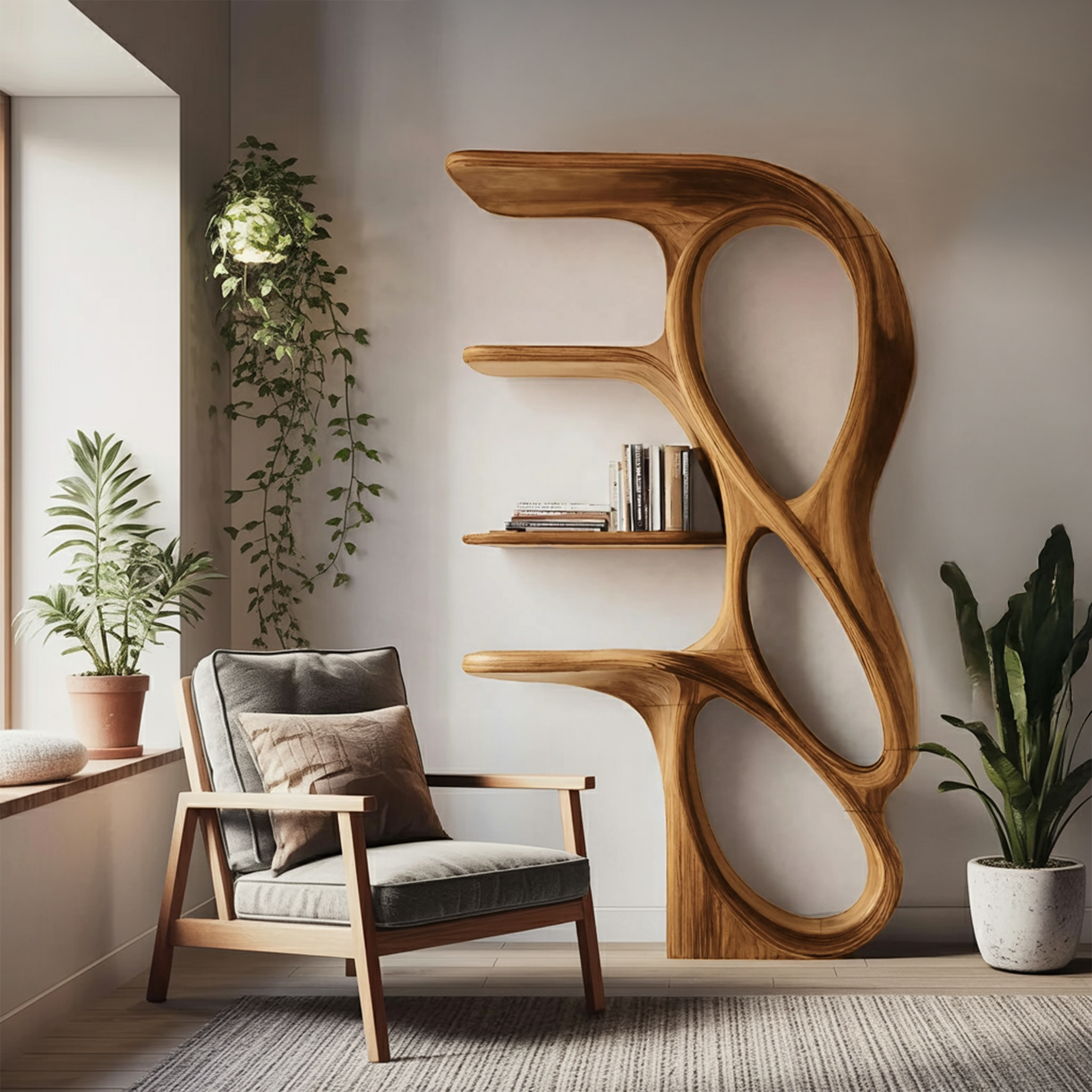 Contemporary Art Bookshelf For Living Room Decor SITHHNBS071