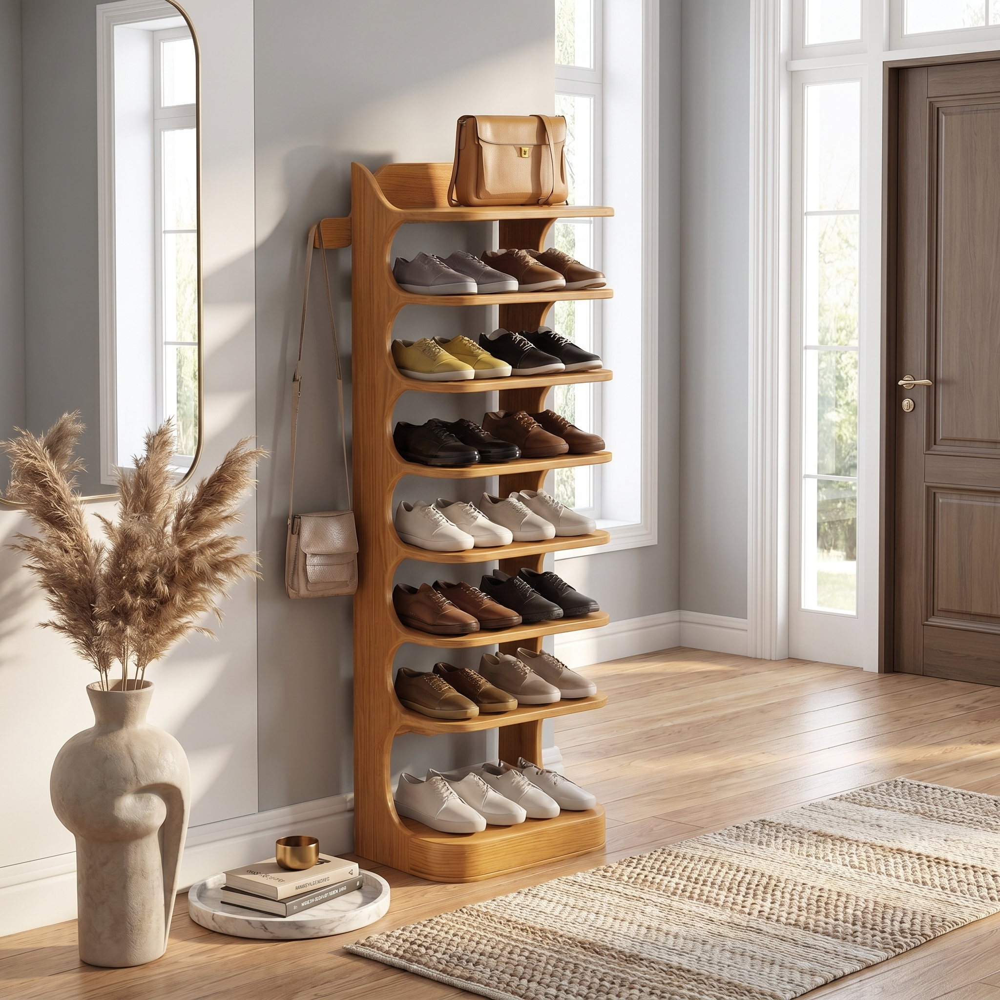 Custom Shoe Rack Solid Wood Decor Home Gitf SINLSASB026