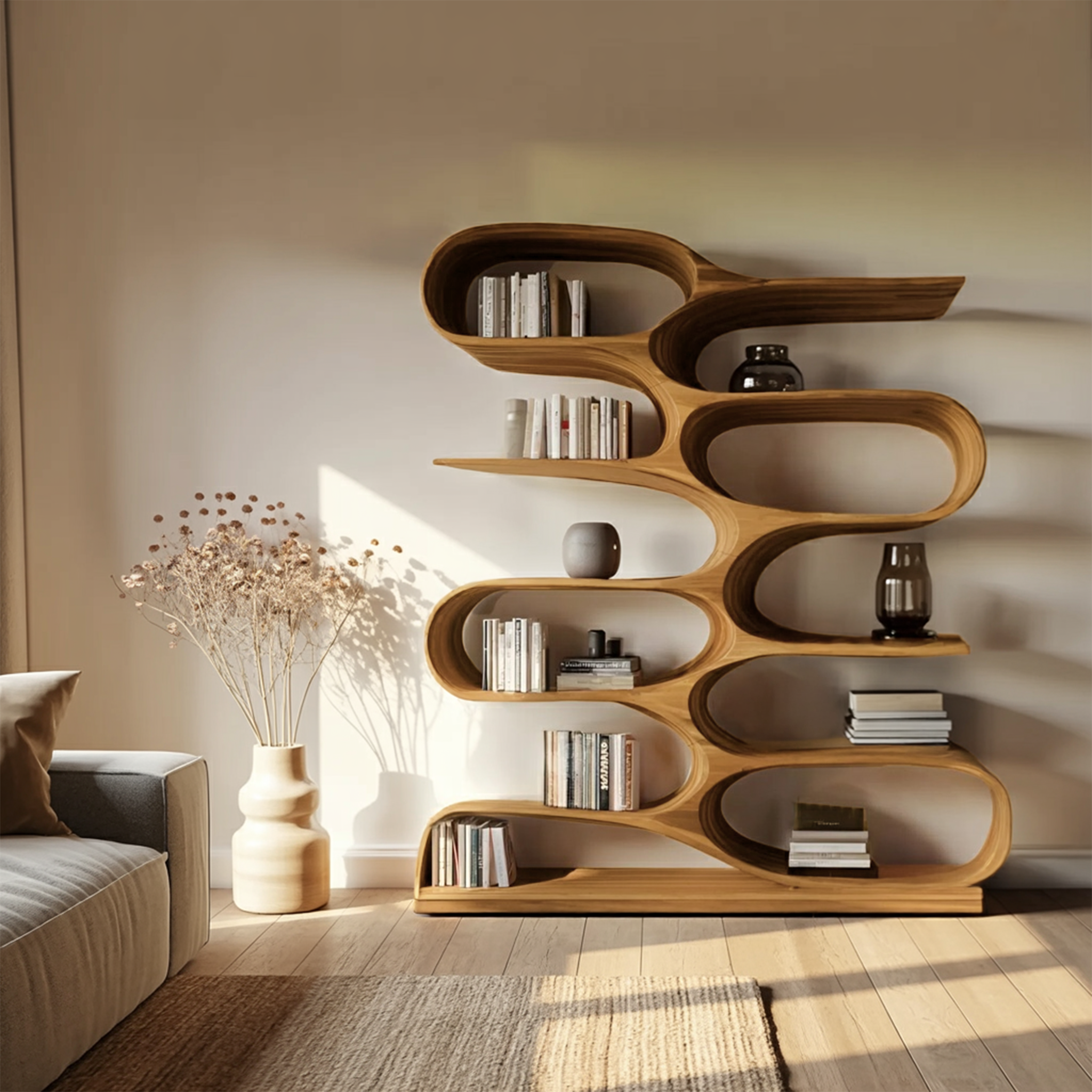Organic Bookshelf For Living Room Or Home Decor SITHHNBS056