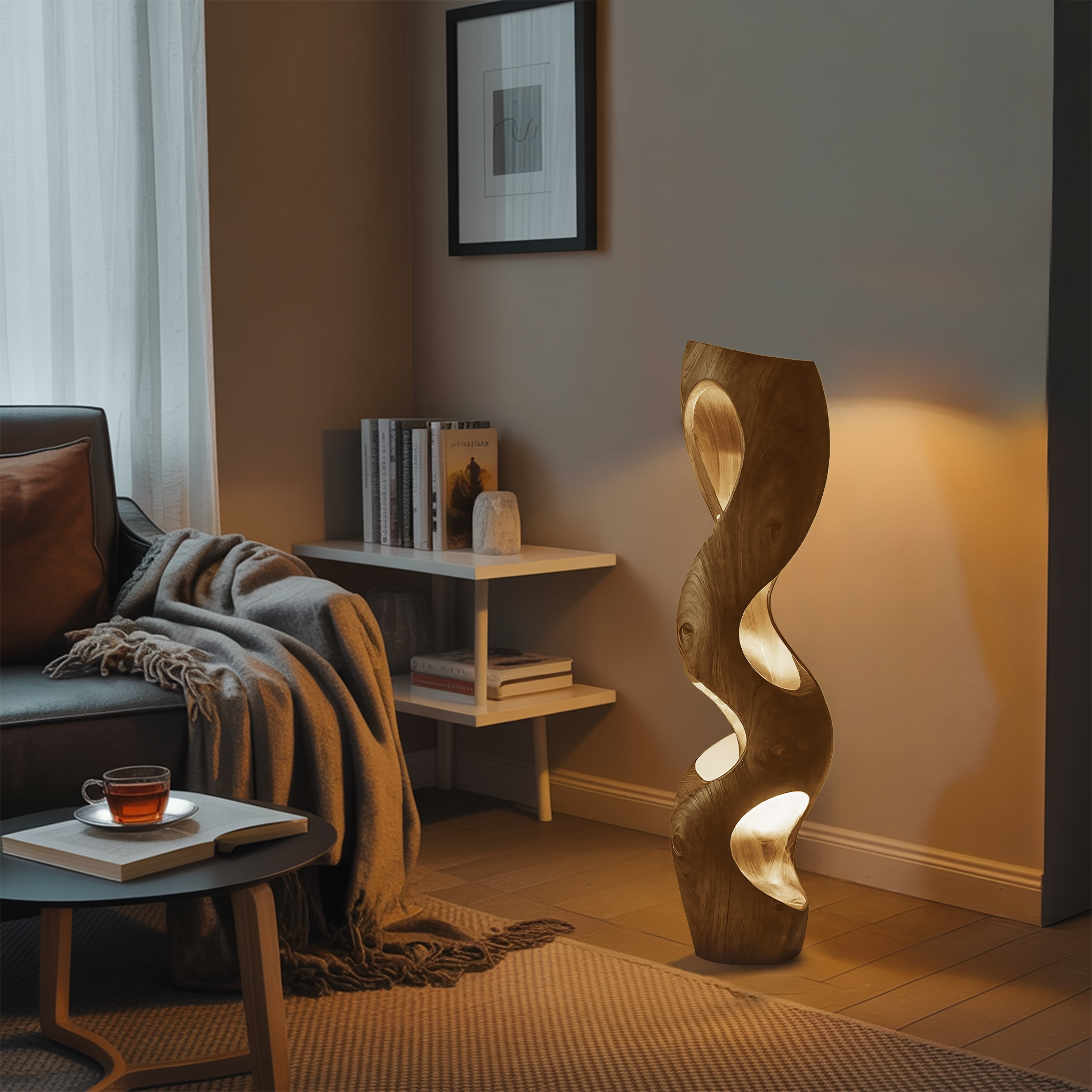 Organic Sculptural Floor Lamp For Modern Living Room RTTHHNLAM038