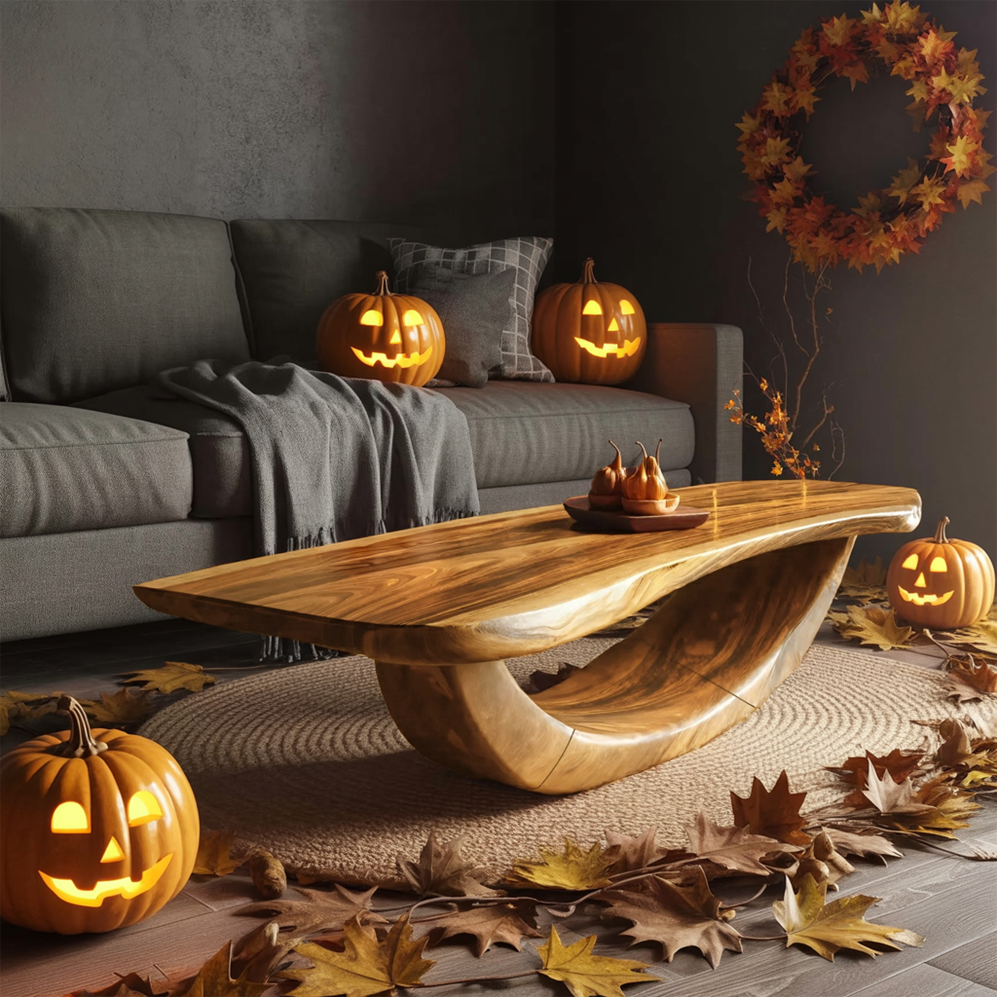 Farmhouse Wooden Live Edge Coffee Table Livingroom Decor Haunted Look SILDTTNHCF027