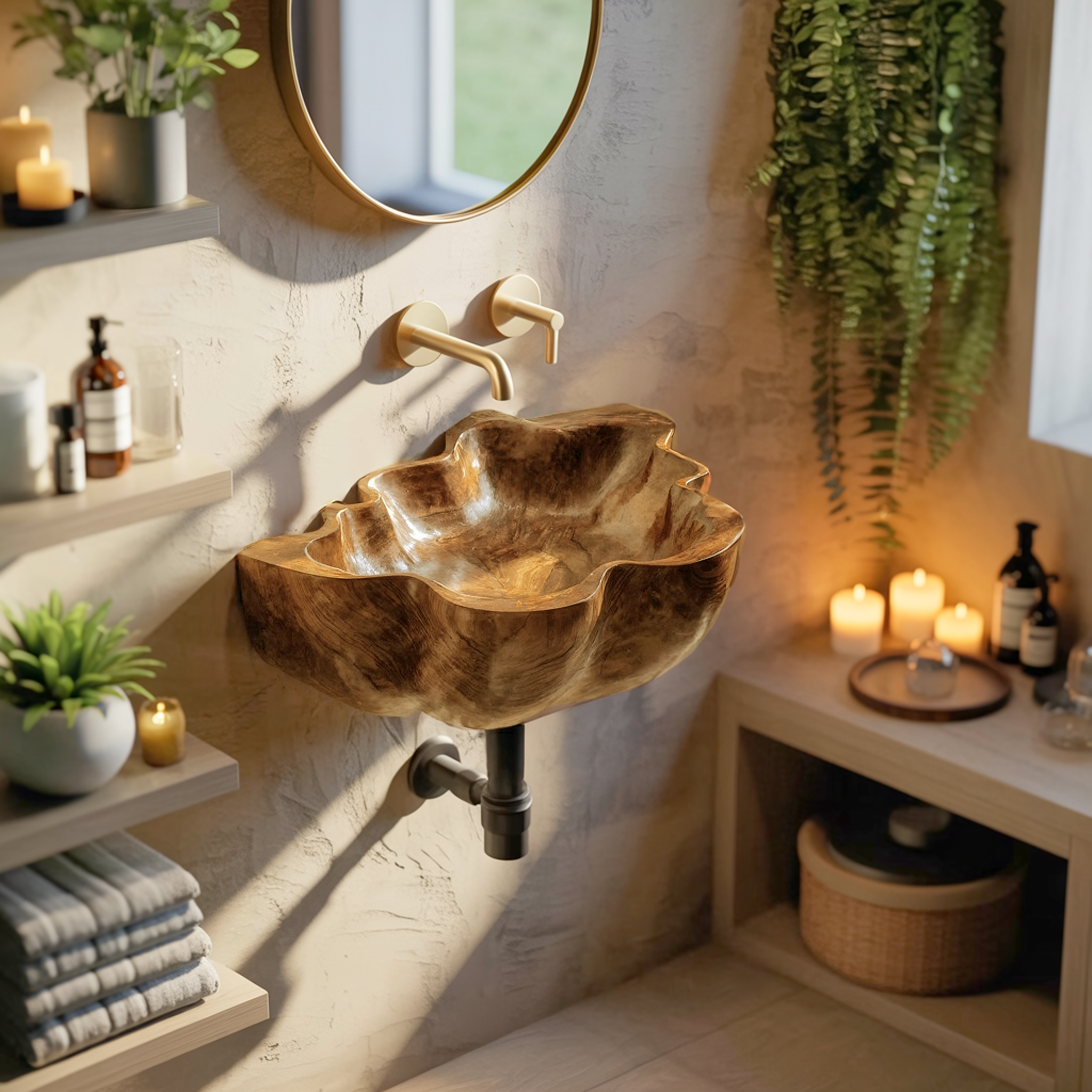 Handcrafted Live Edge Wood Basin For Unique Bedroom Vanity Decor SILDTTRVS034