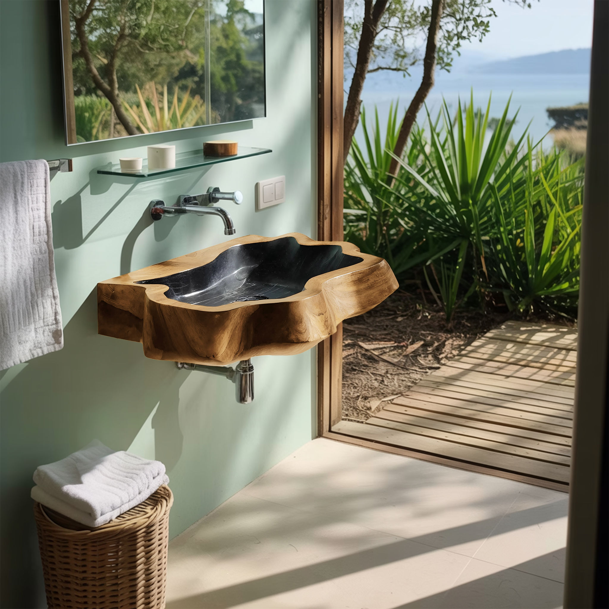 Farmhouse Wall Mounted Wooden Bathroom Sink For Classic Bathroom Design SILDTTNVS042