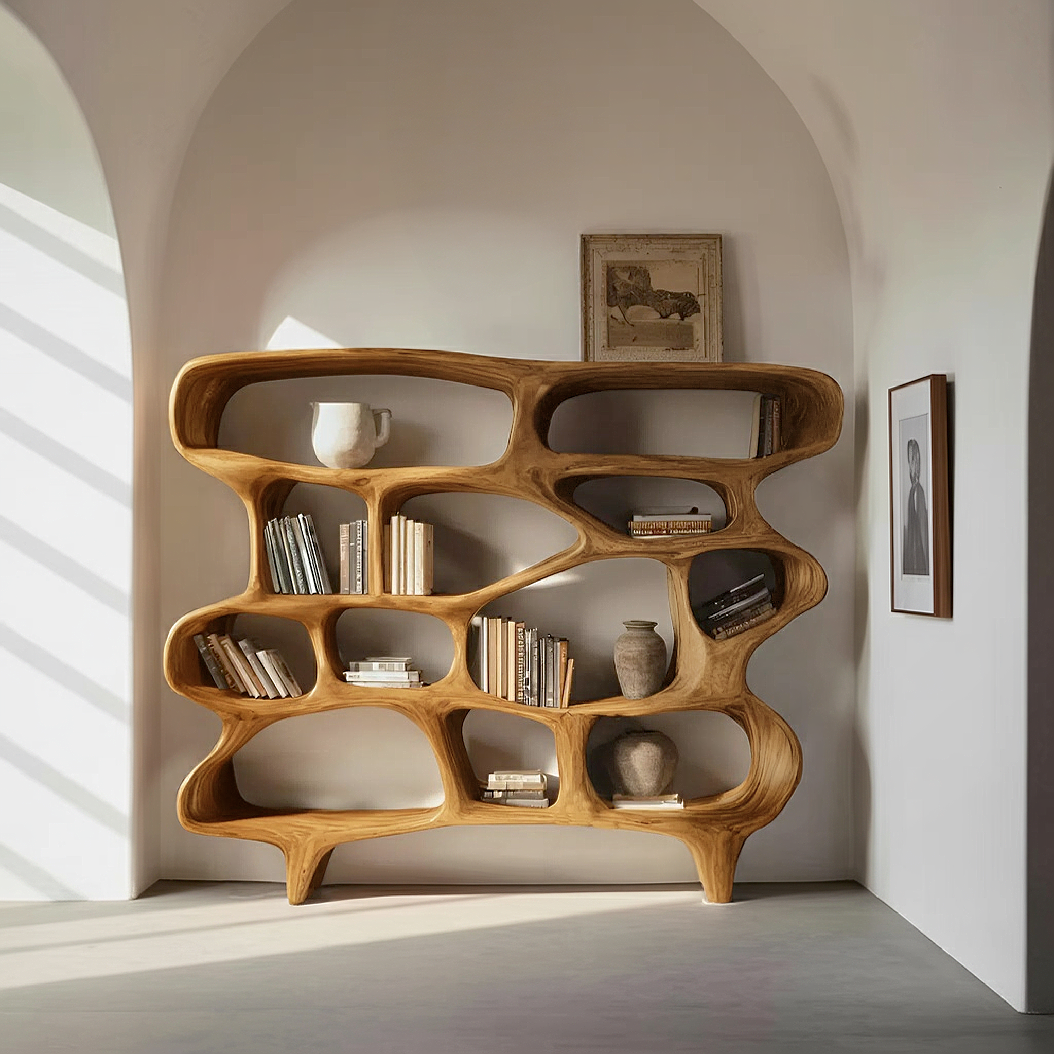 Organic Sculptural Bookshelf For Living Room Or Office Decor SITHHNBS065
