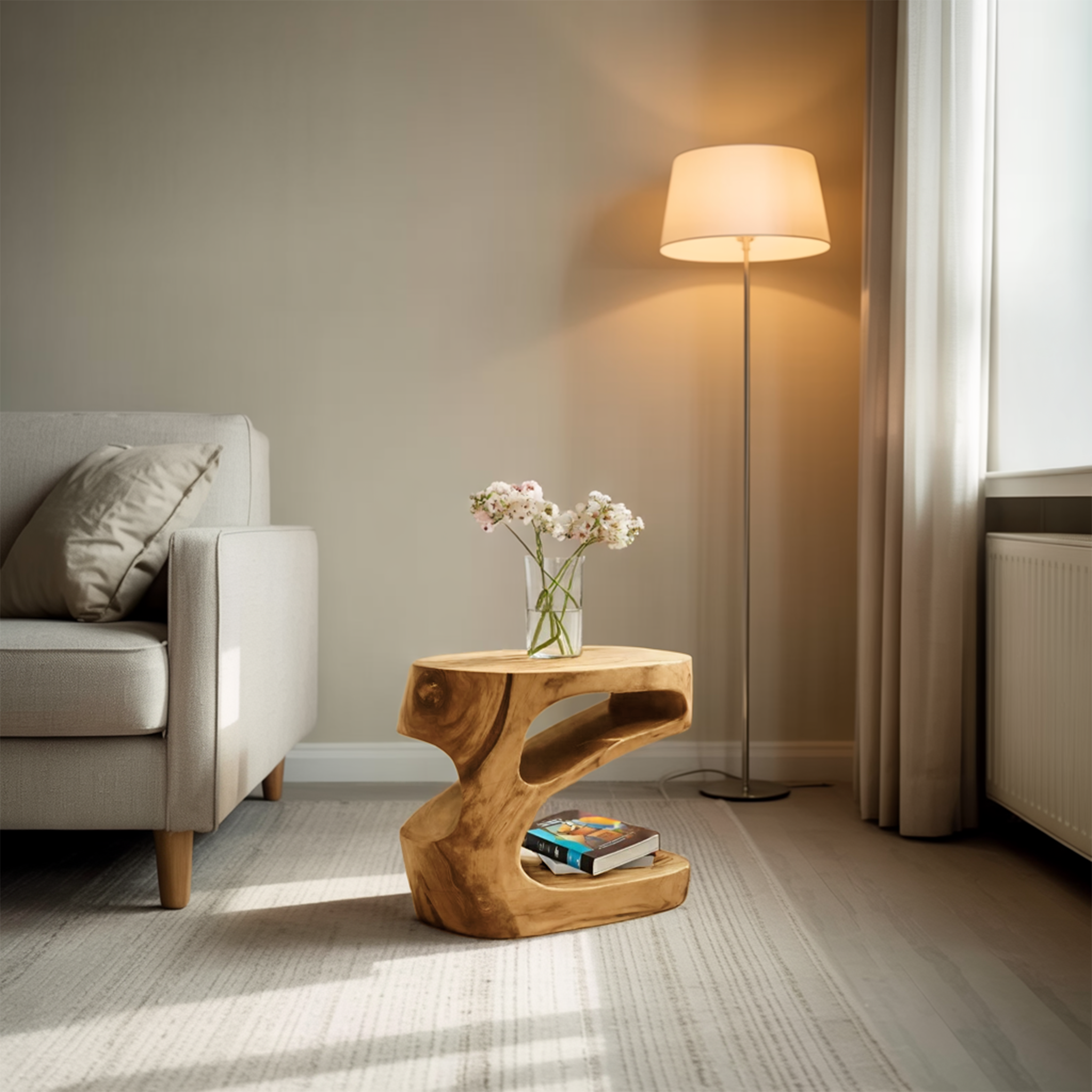 Artistic Side Table With Storage Shelf For Living Room SITHHNSTA015