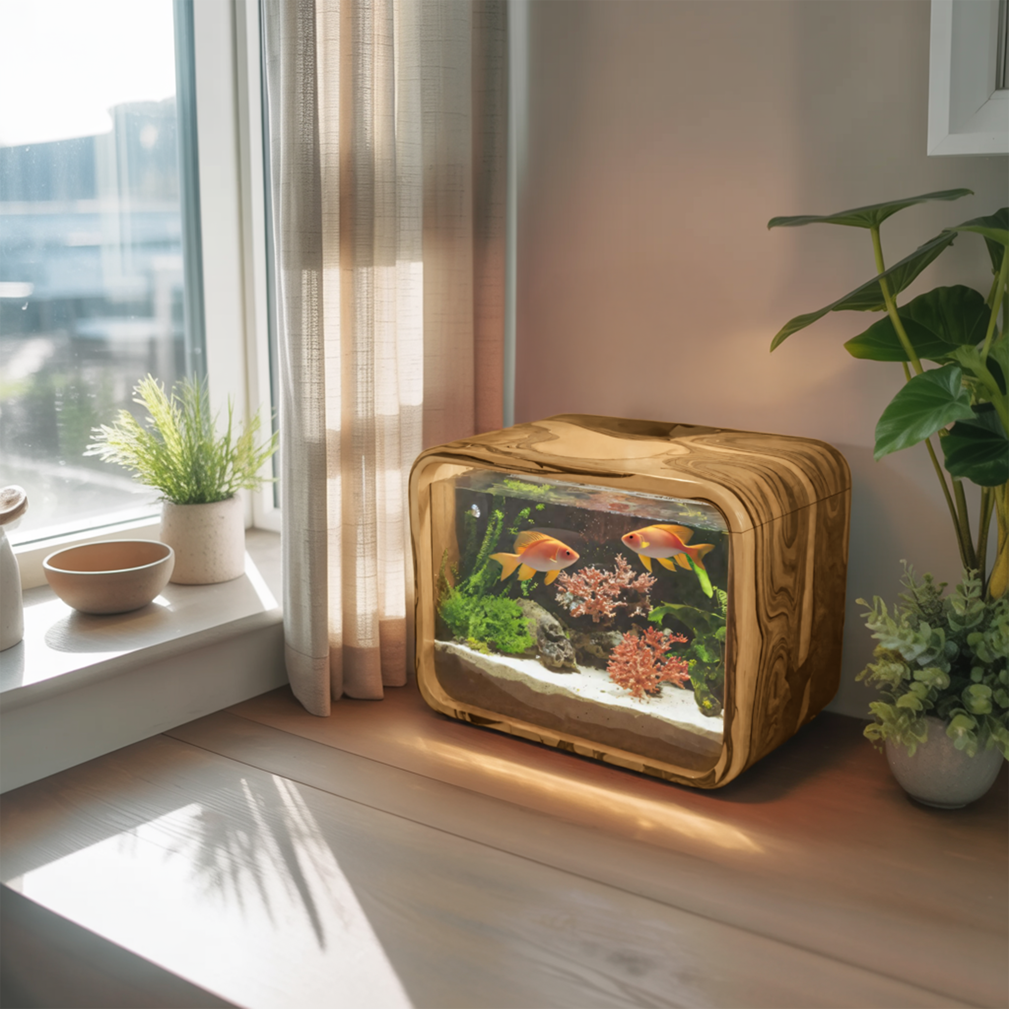 Modern Wooden Aquarium Frame For Bedroom And Living Room Display SITHTTTAM003