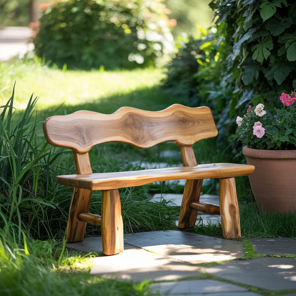 Rustic Wooden Garden Bench For Patio Courtyard And Backyard SITHTTCHR007