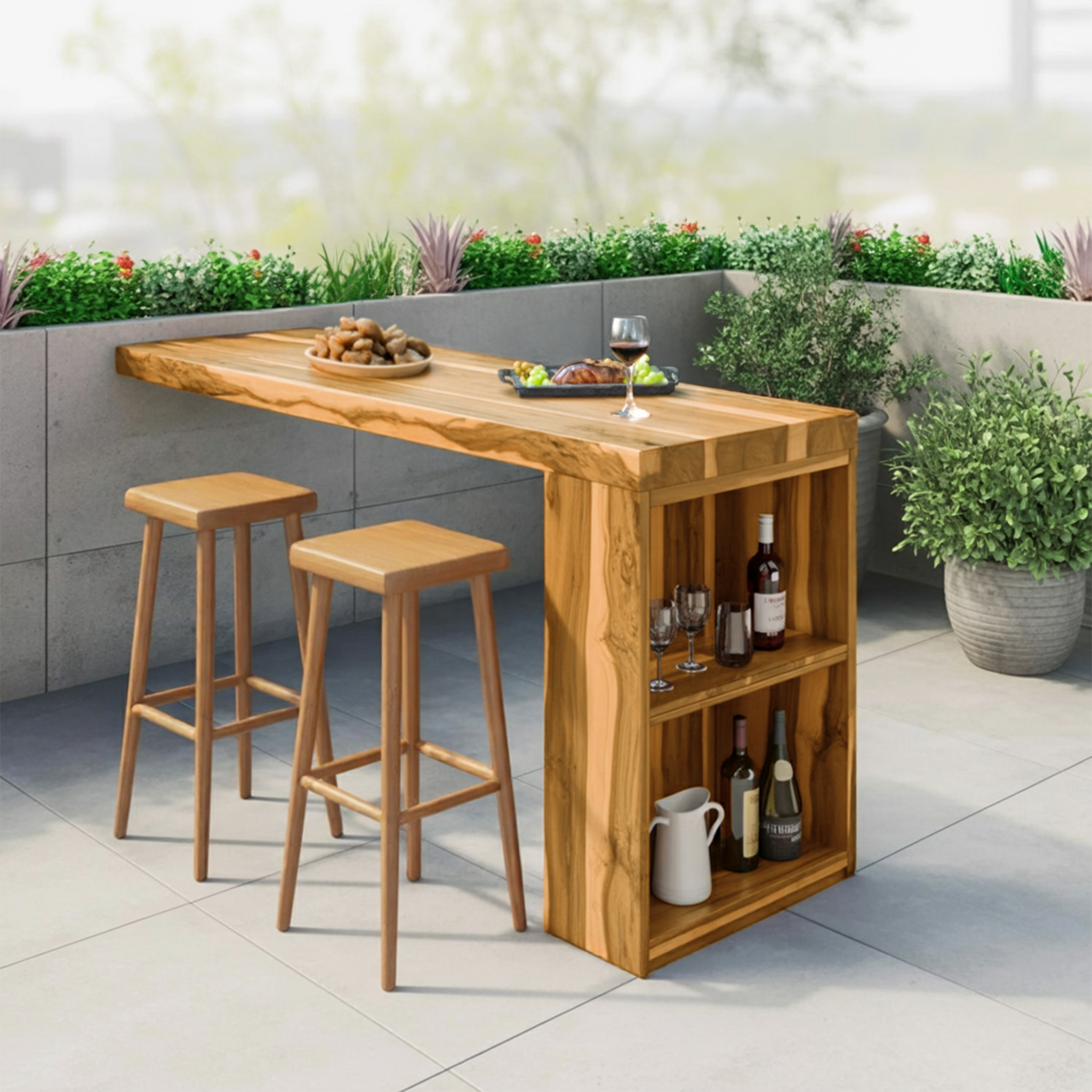 Tropical Live Edge Bar Table For Balcony Or Outdoor Patio SITHTTBTA002