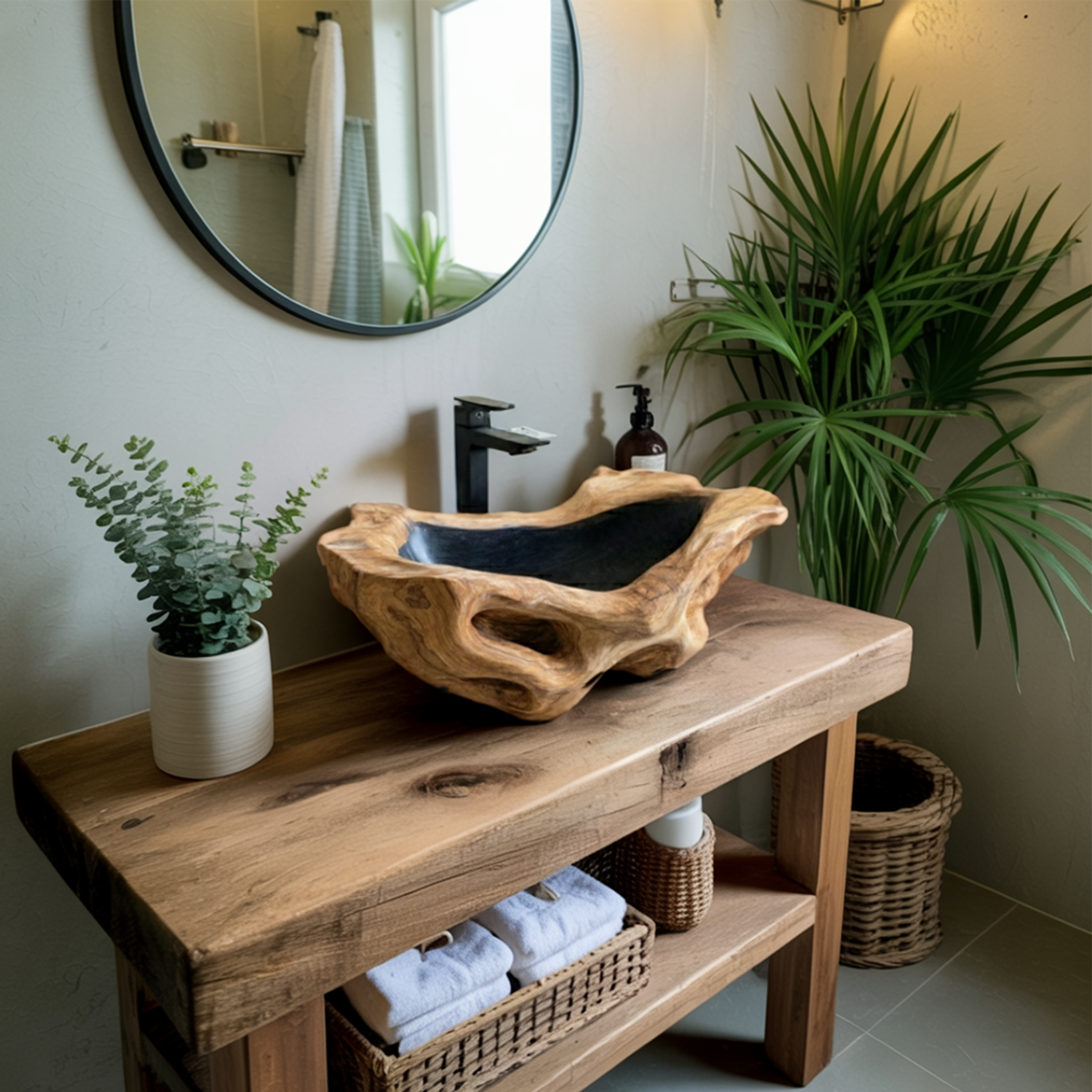 Rustic Wood Wash Basin For Vintage Bathroom SILDTTNVS021