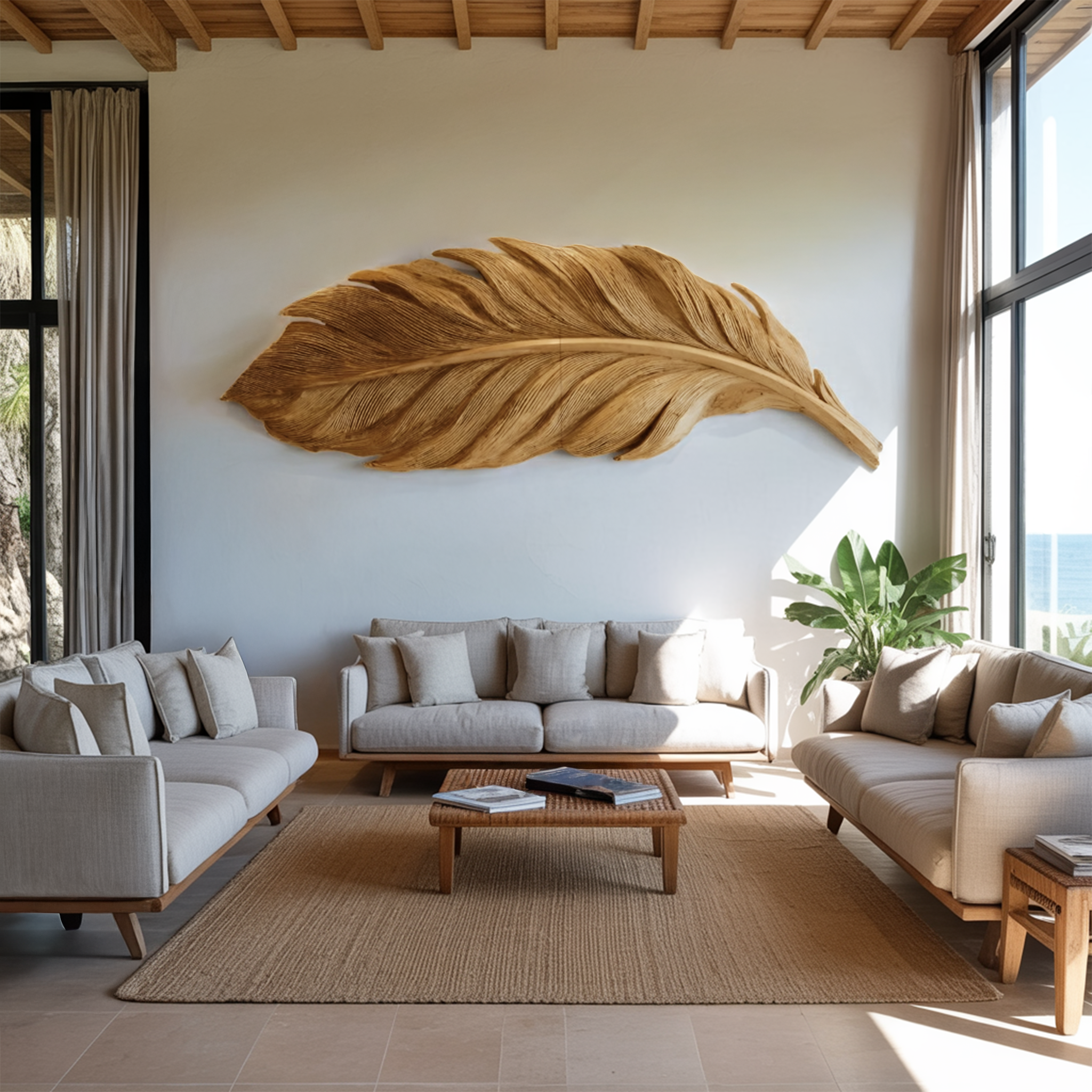 Modern Feather Wall Art For Living Room Decor RTTHHNWA099