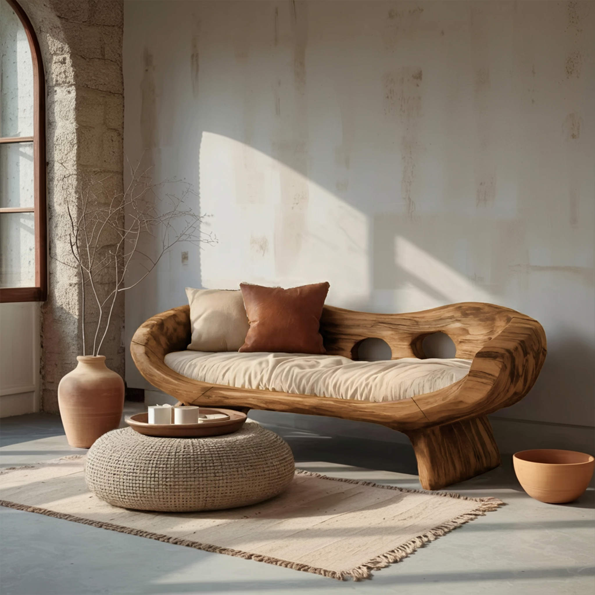 Artistic Sculptural Sofa With Curved Design For Living Room SITHTTSF023