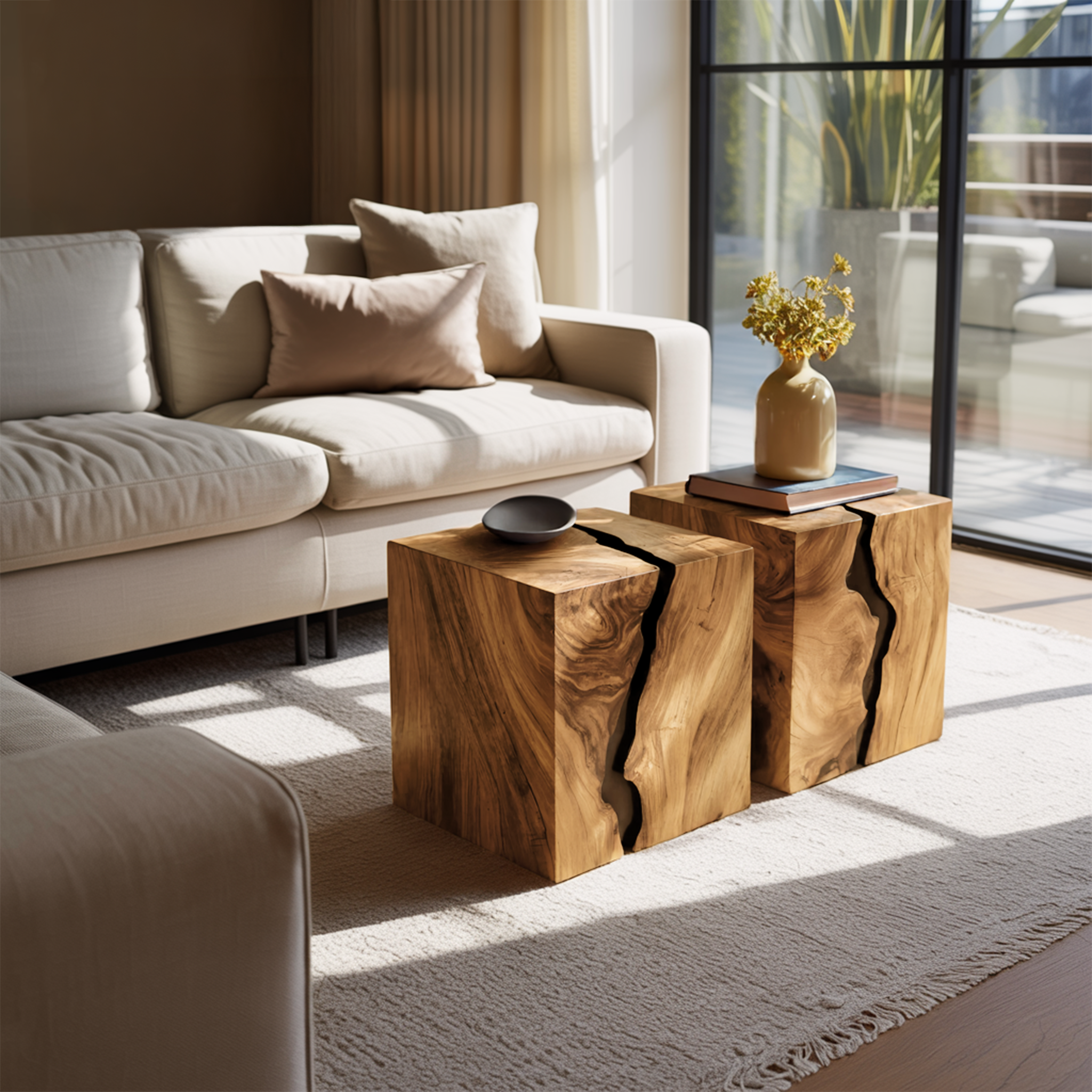 Handcrafted Solid Wood Low Coffee Table For Living Decor SILDTTNCF058
