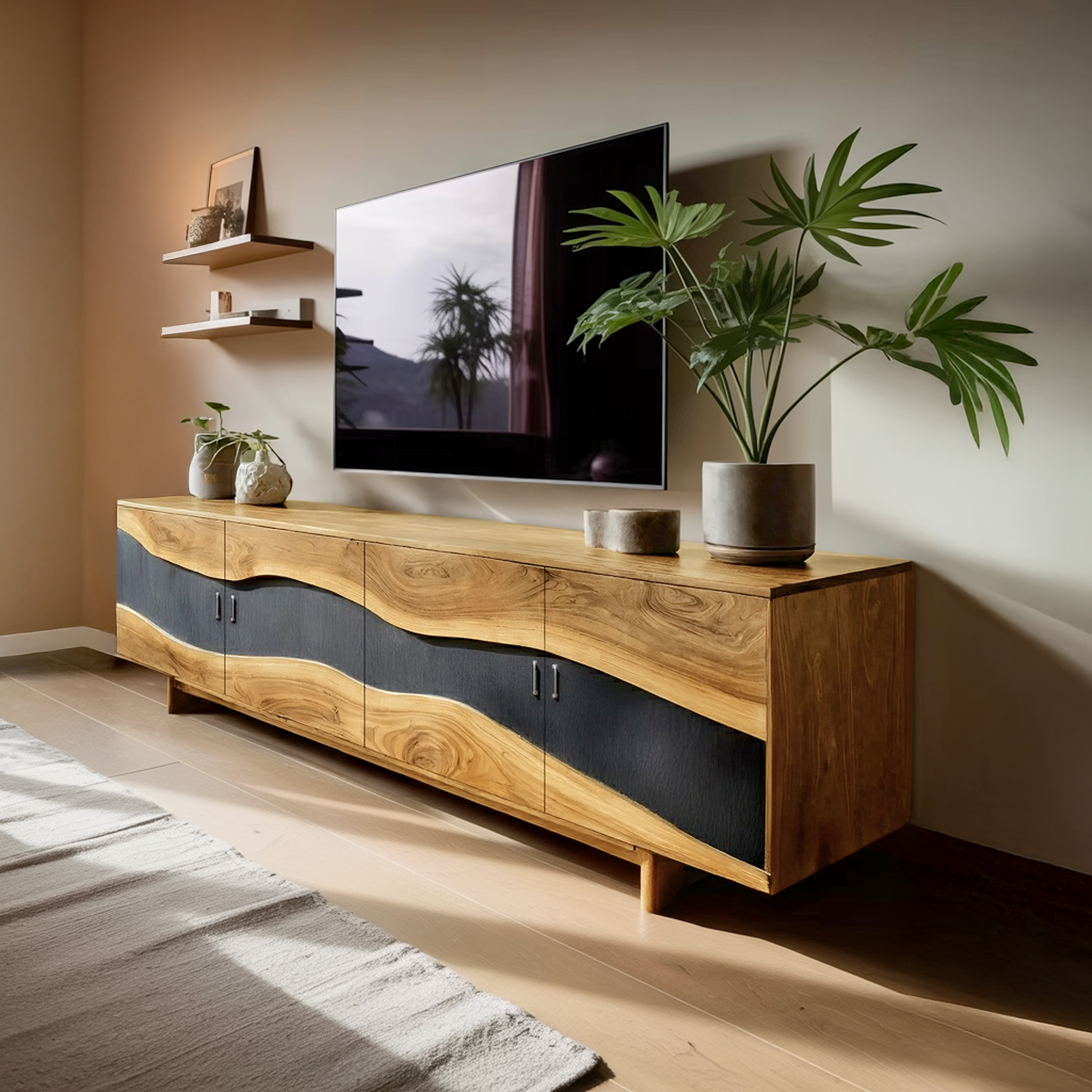 Modern Solid Wood TV Stand For Furniture Decor SILDTTNTVC109