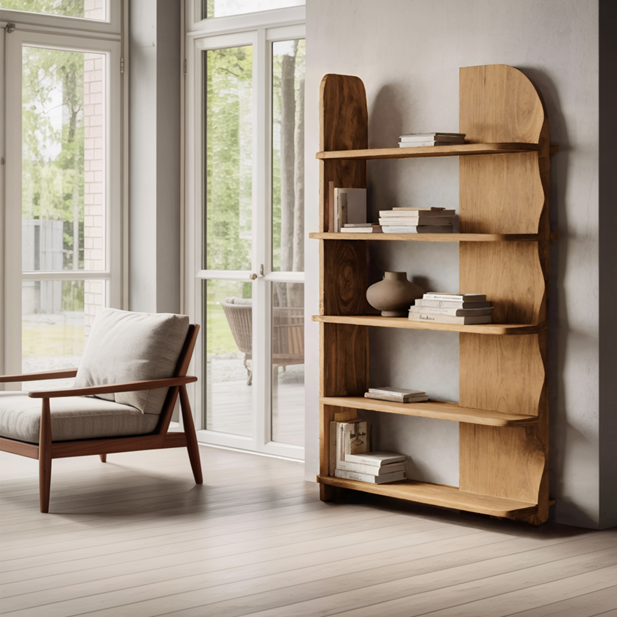 Minimalist Bookcase Sculptural Design For Living Decor RTTHHNBS081