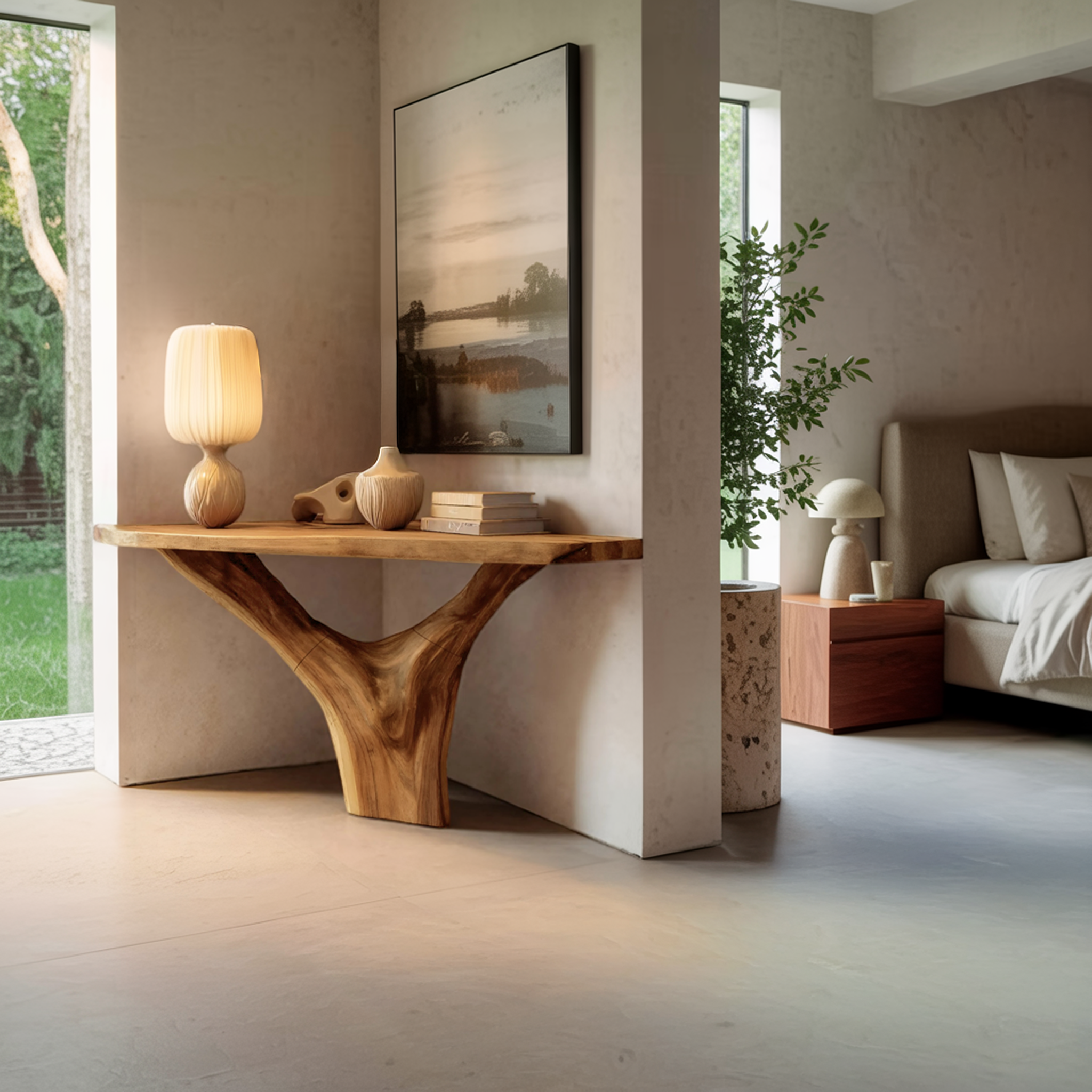 Modern Live Edge Console Table Solid Wood Artistic For Living Room SILDTTNCS099