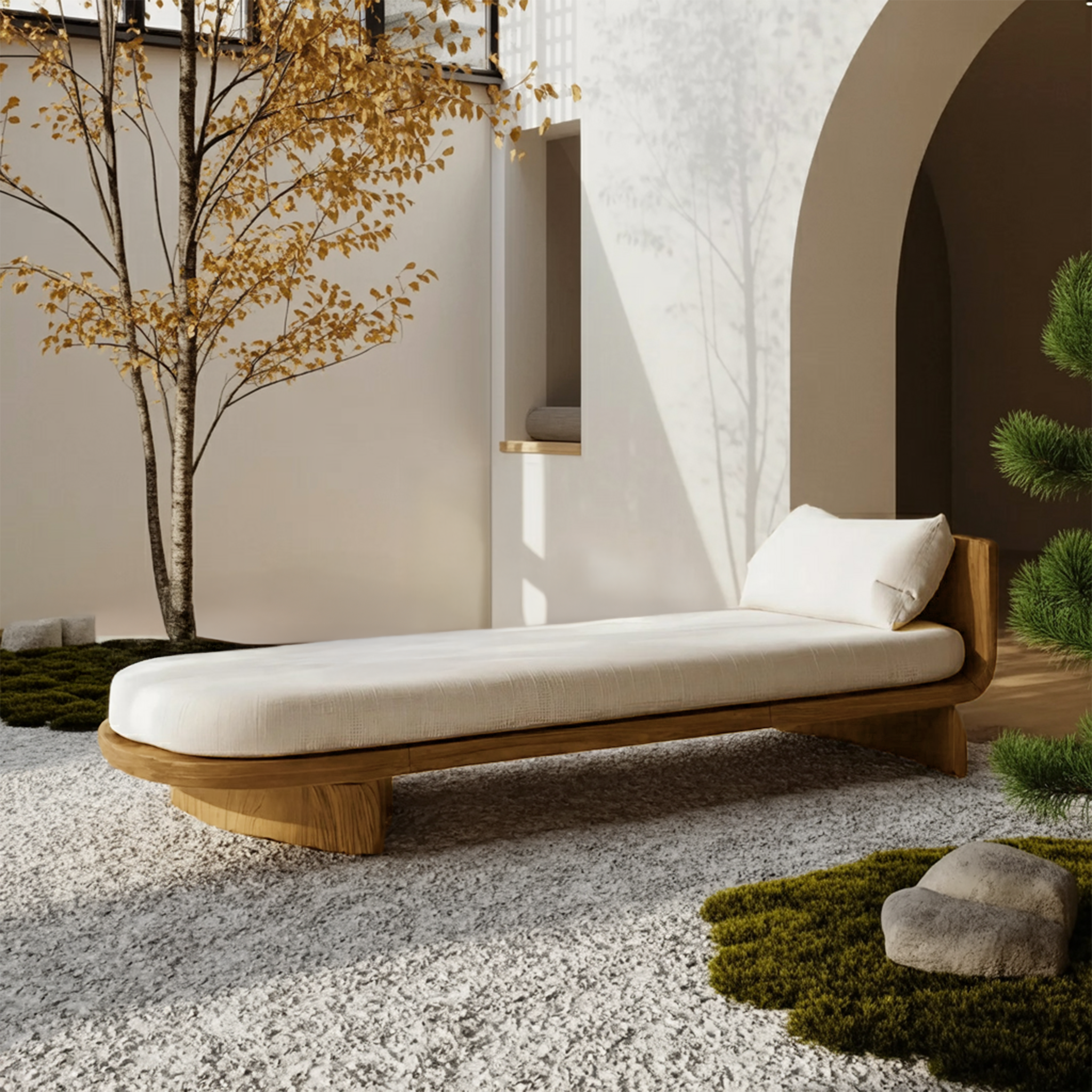 Handcrafted Mid Century Wooden Daybed For Patio Furniture Outdoor SILDTTNDB015